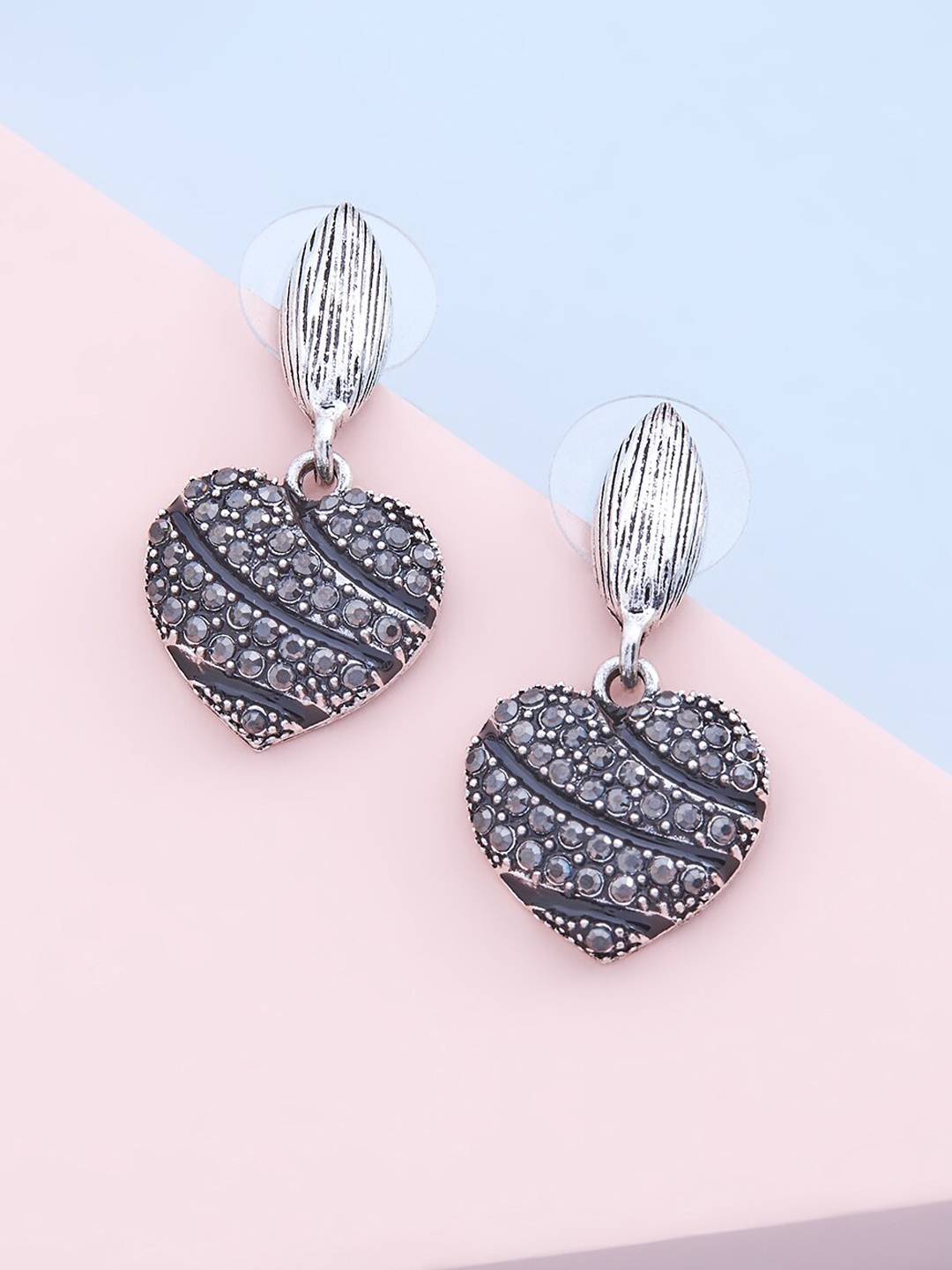 

Kushal's Fashion Jewellery Black Heart Shaped Studs Earrings