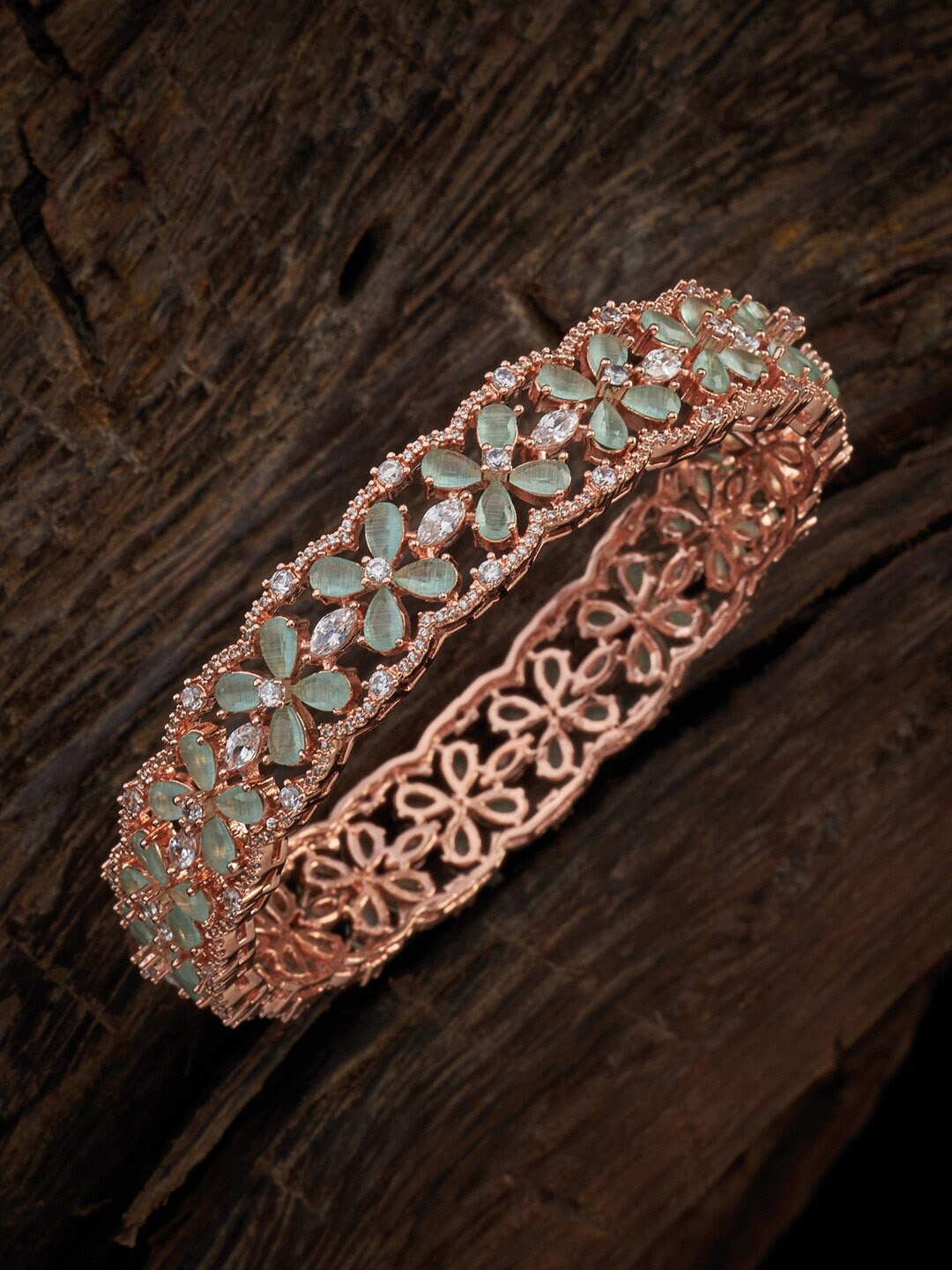 

Kushal's Fashion Jewellery Rose Gold-Plated Sea Green Bangle
