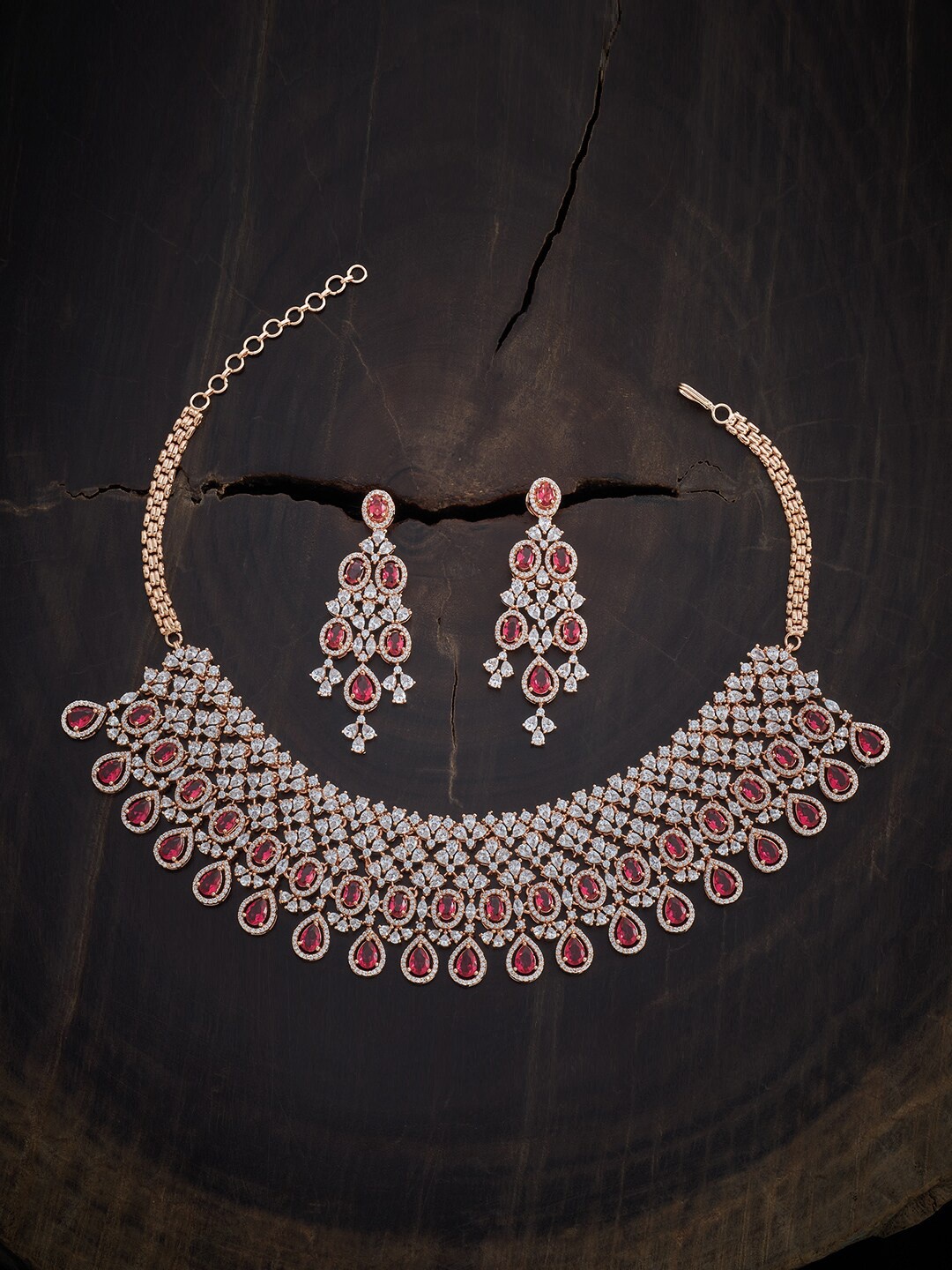 

Kushal's Fashion Jewellery Rose-Gold Plated & CZ Stones Jewellery Set