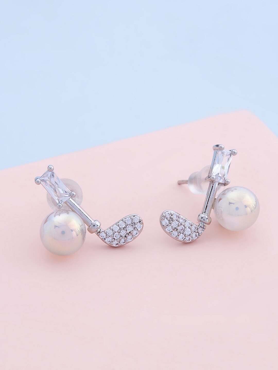 

Kushal's Fashion Jewellery White Quirky Studs Earrings