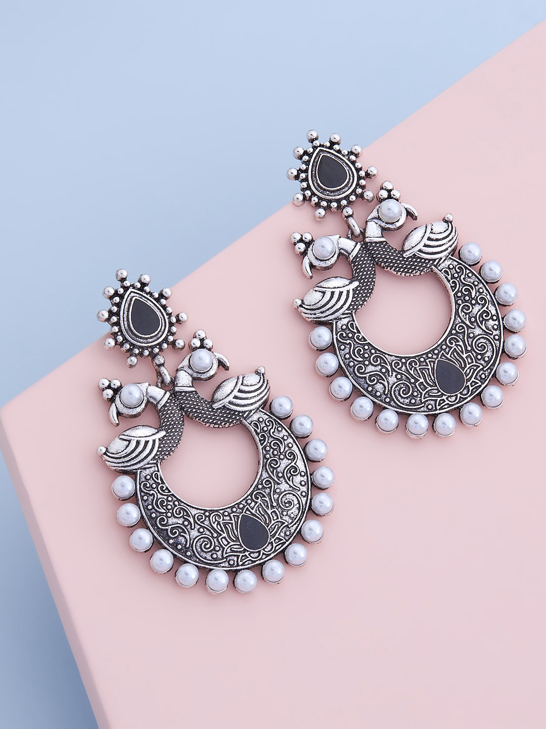 

Kushal's Fashion Jewellery Black Crescent Shaped Drop Earrings
