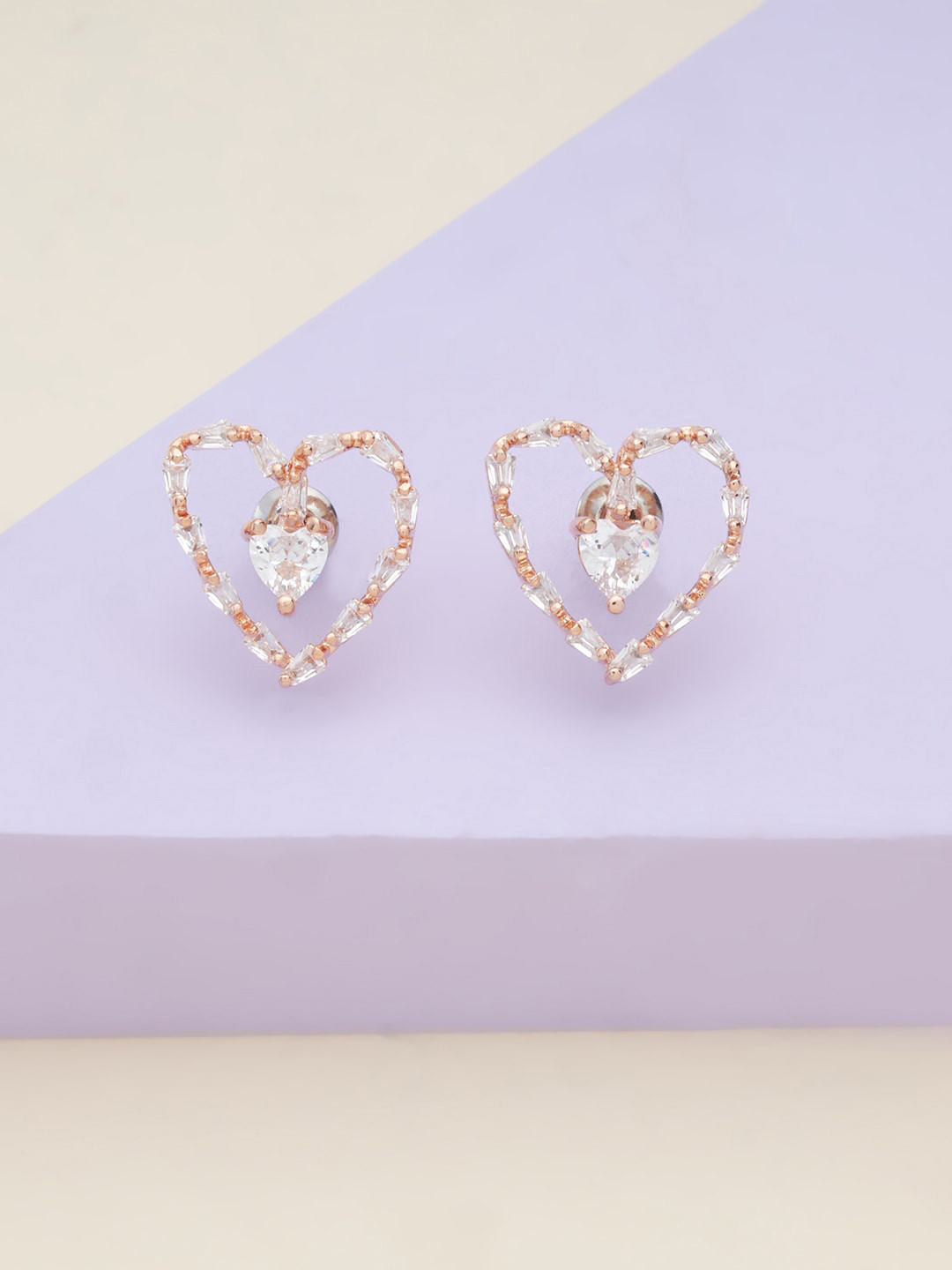 

Kushal's Fashion Jewellery White Heart Shaped Studs Earrings
