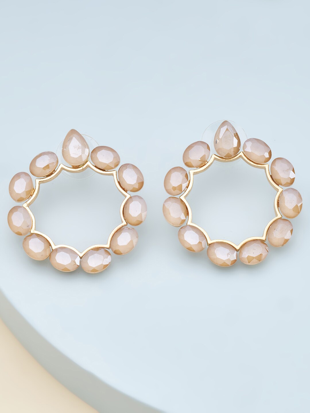 

Kushal's Fashion Jewellery Champagne Women Gold Plated Circular Studs Earrings