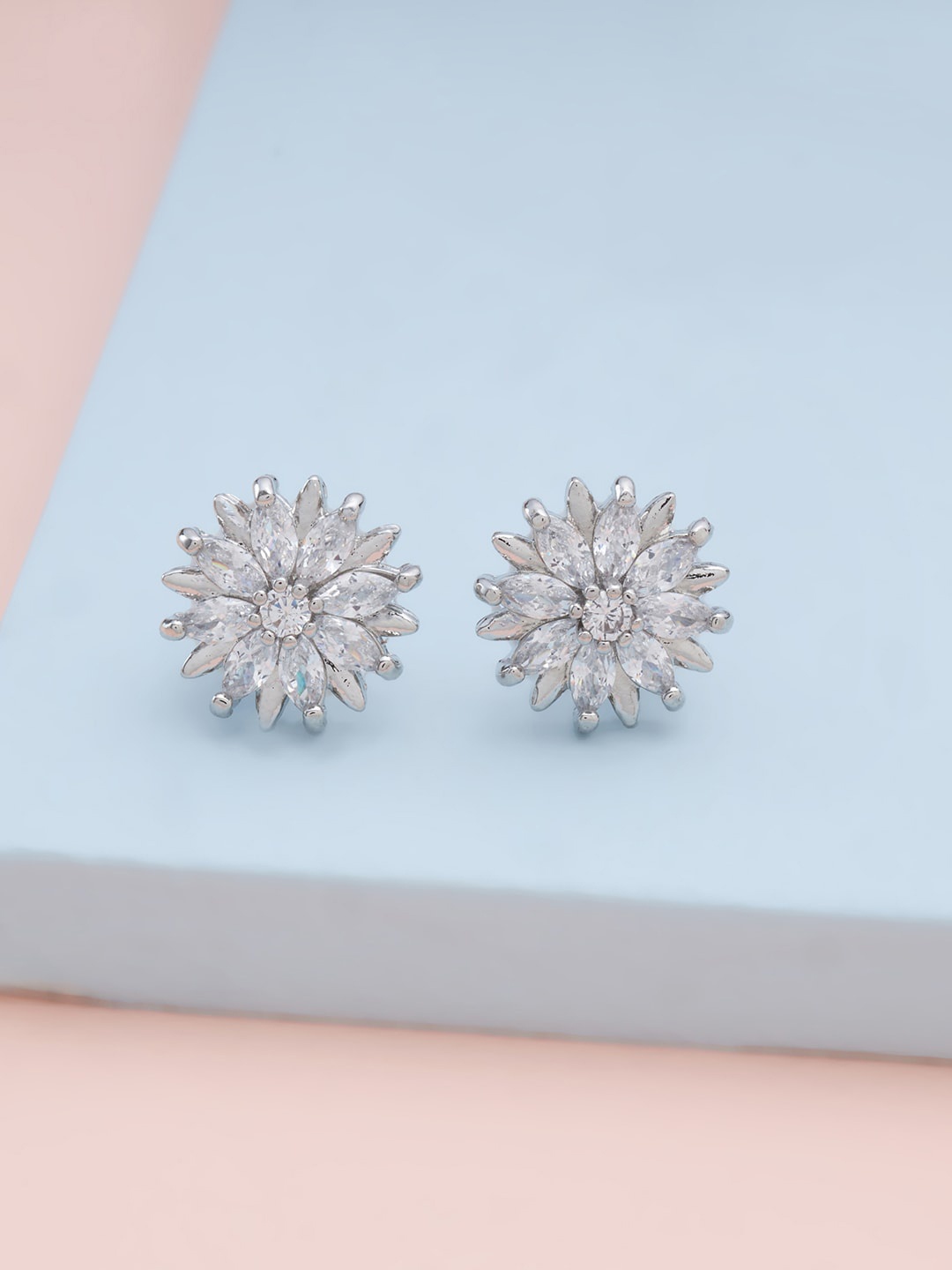 

Kushal's Fashion Jewellery White Floral Studs Earrings