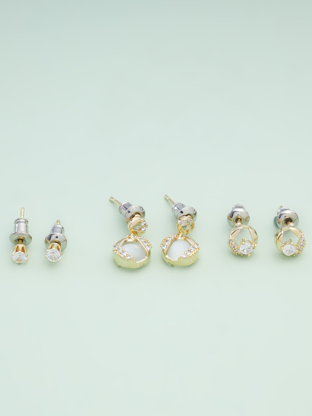 

Kushal's Fashion Jewellery Set of 3 Circular Studs Earrings, Grey