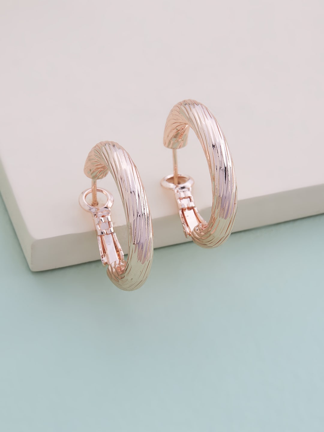 

Kushal's Fashion Jewellery Rose Gold Plated Circular Hoop Earrings