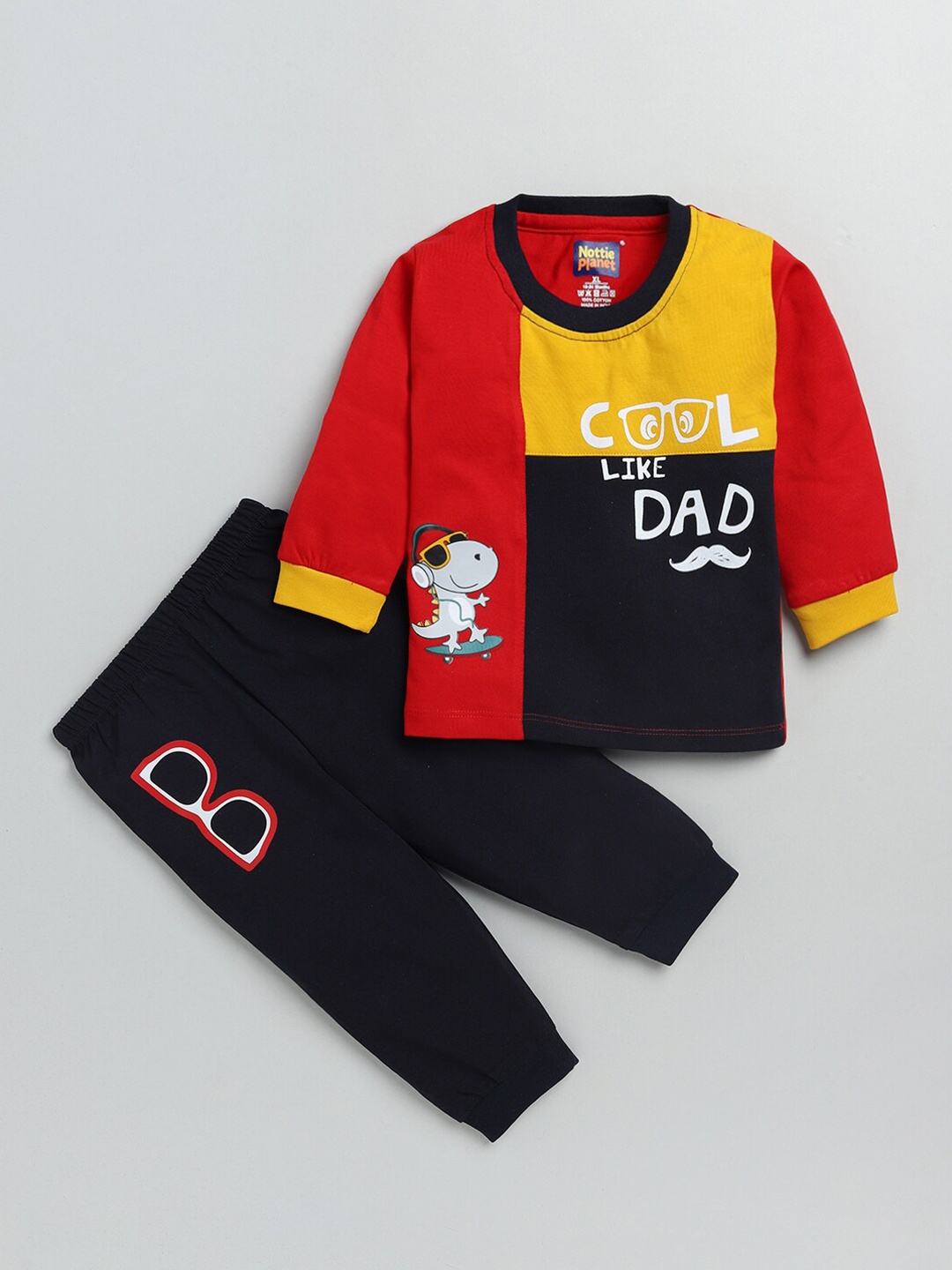 

Nottie Planet Boys Red & Yellow Printed Top with Palazzos