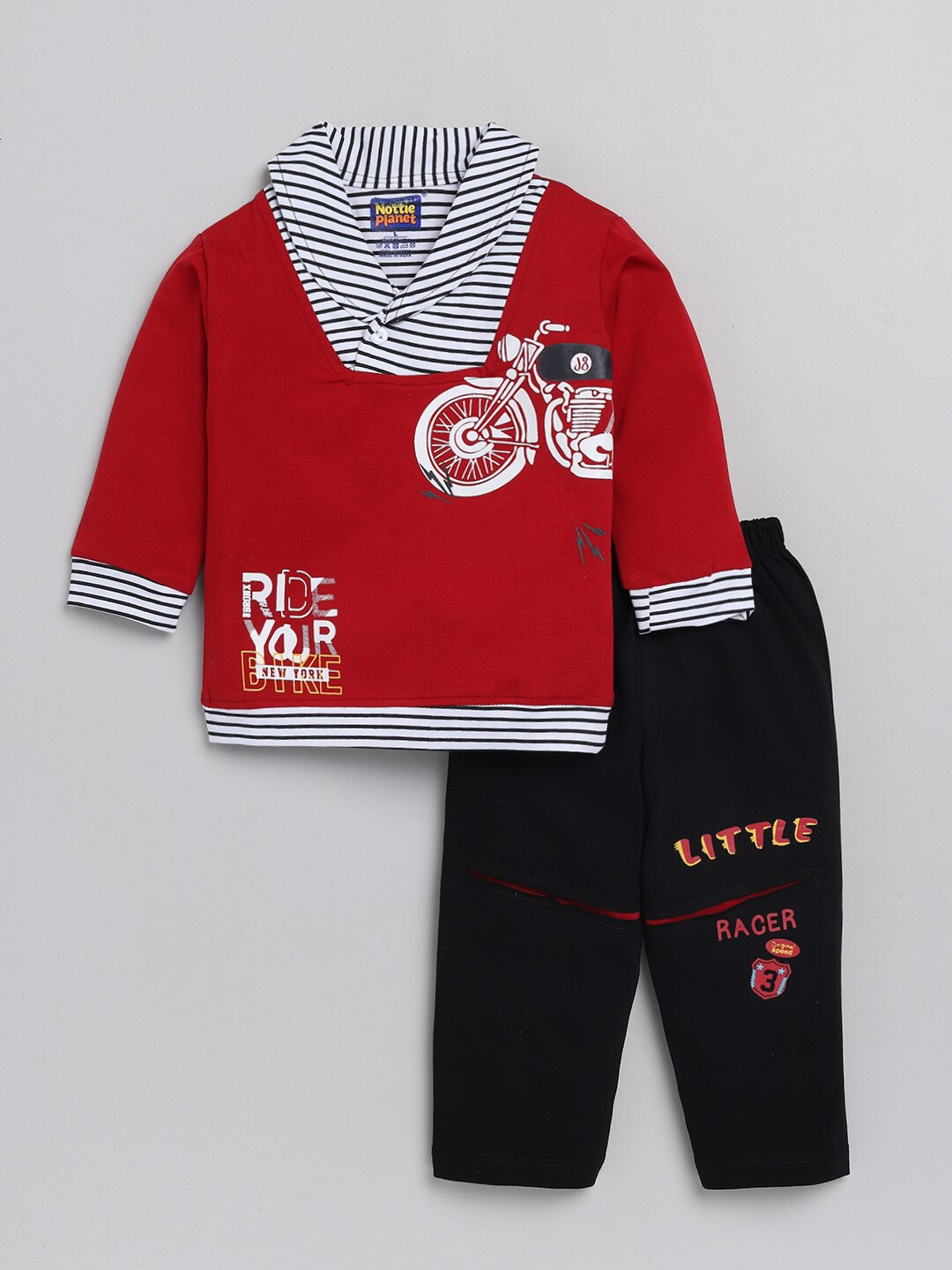 

Nottie Planet Boys Printed Pure Cotton Top With Palazzos, Red