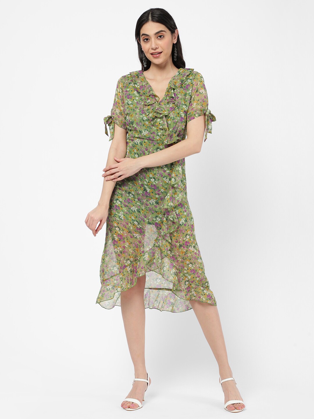 

R&B Green Floral Midi Dress