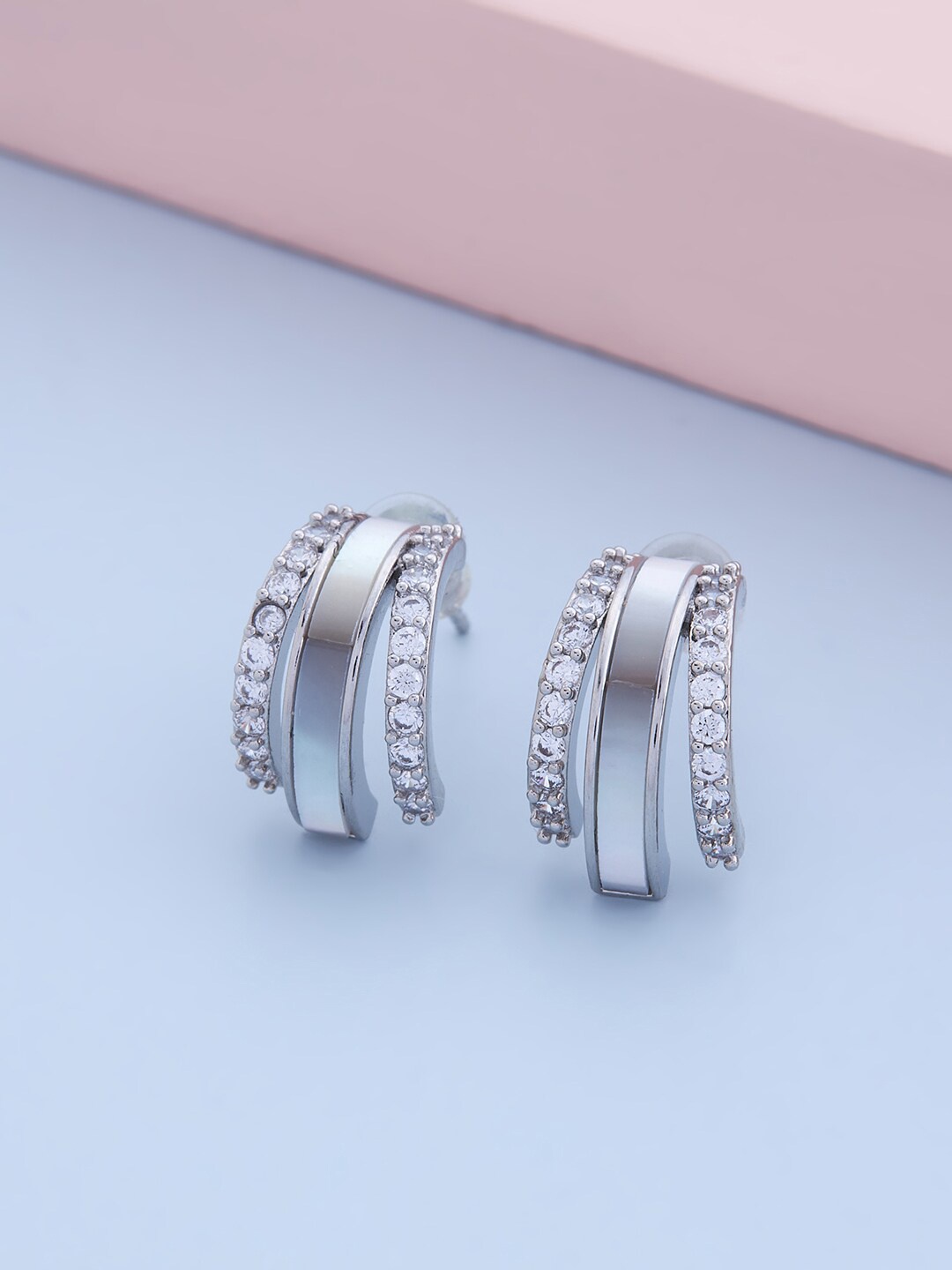 

Kushal's Fashion Jewellery White Contemporary Hoop Earrings