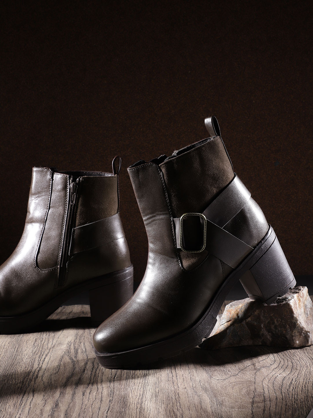 

Roadster Women Coffee Brown Solid Mid-Top Block Heel Regular Boots