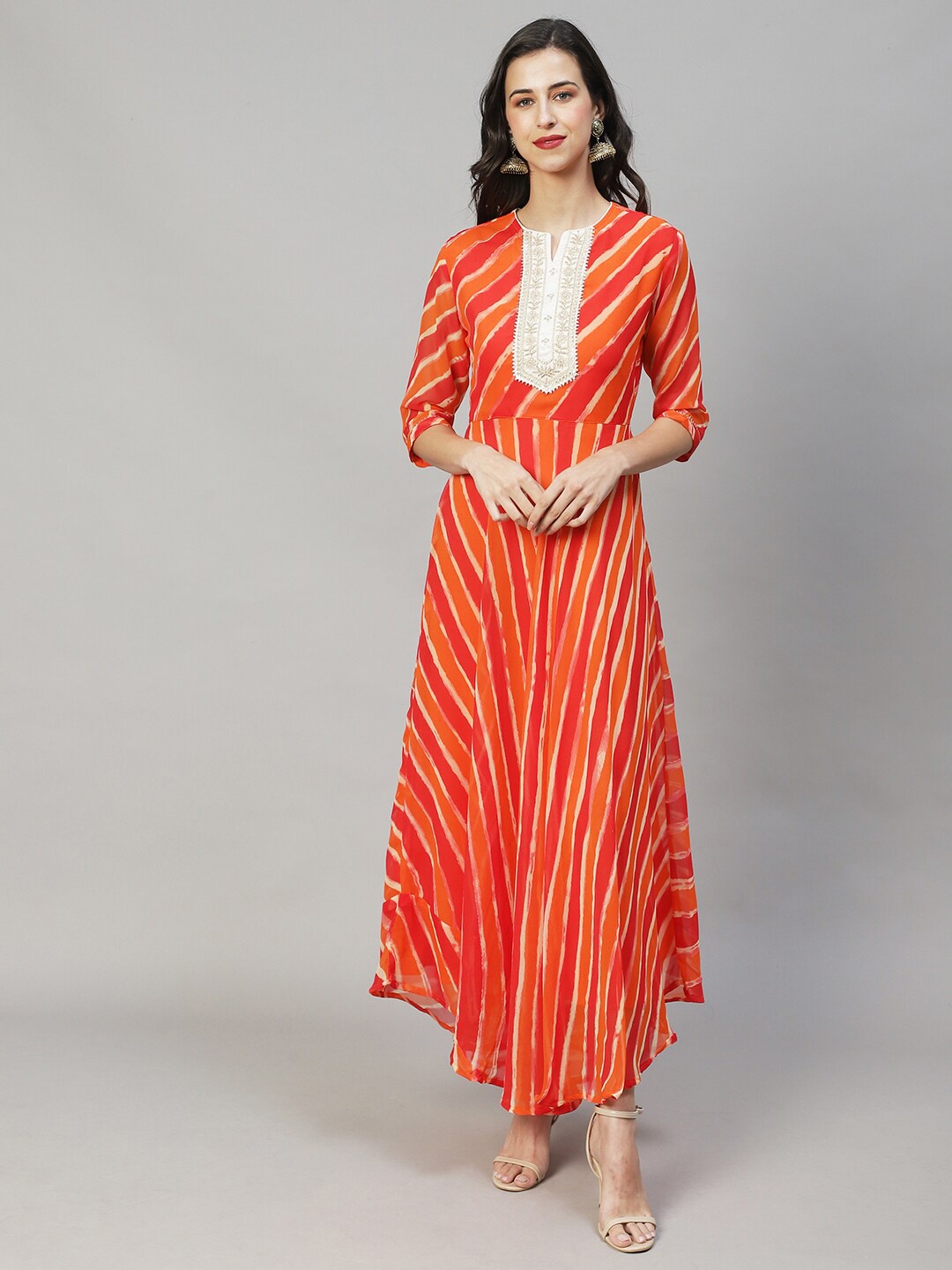 

FASHOR Striped Maxi Dress, Orange