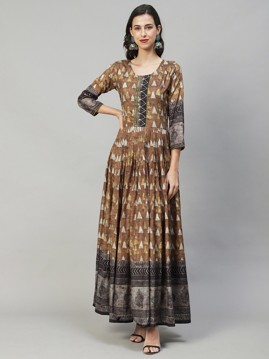 

FASHOR Women Olive Green Chiffon Maxi Dress