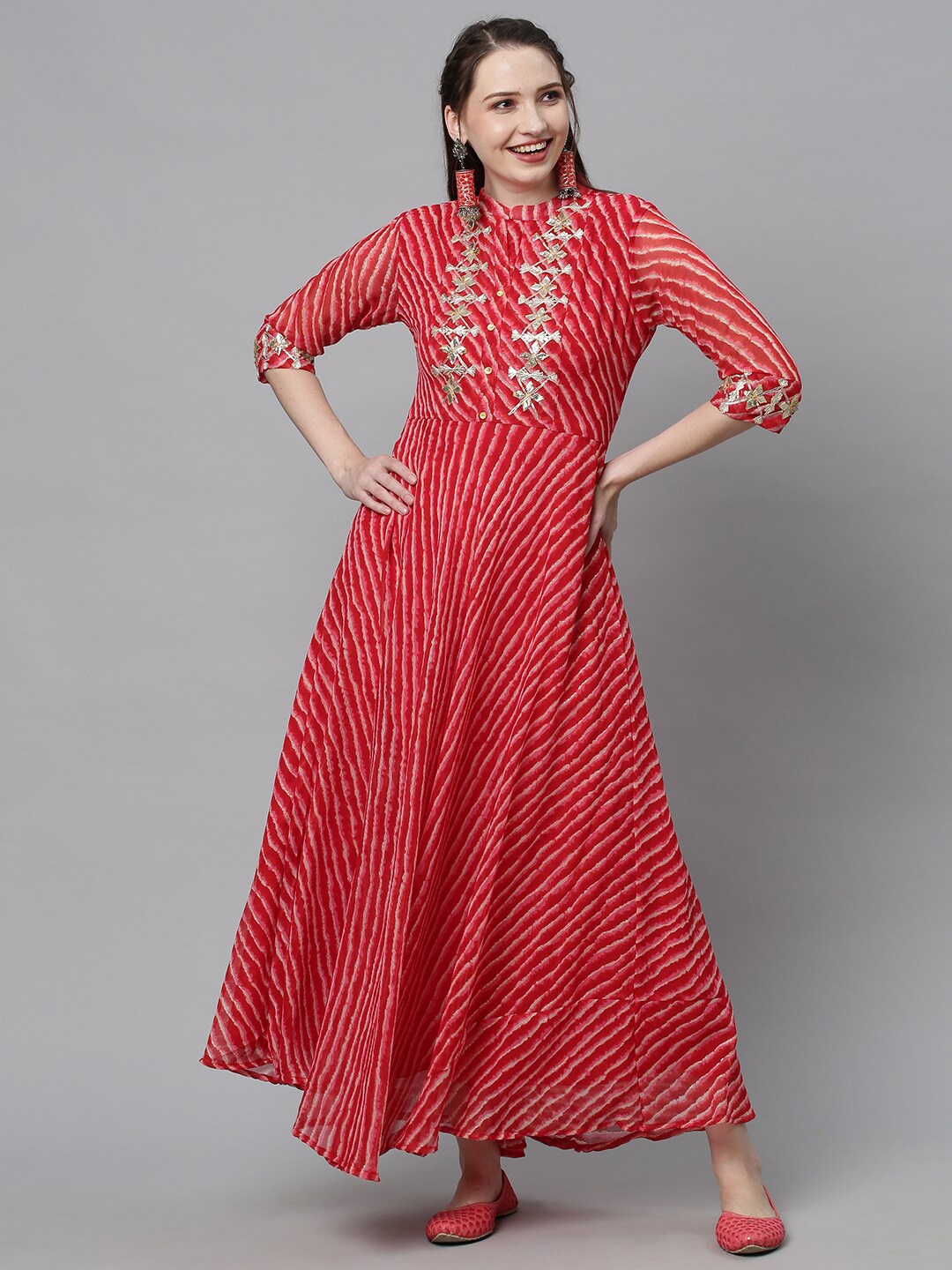 

FASHOR Women Red Georgette Maxi Dress