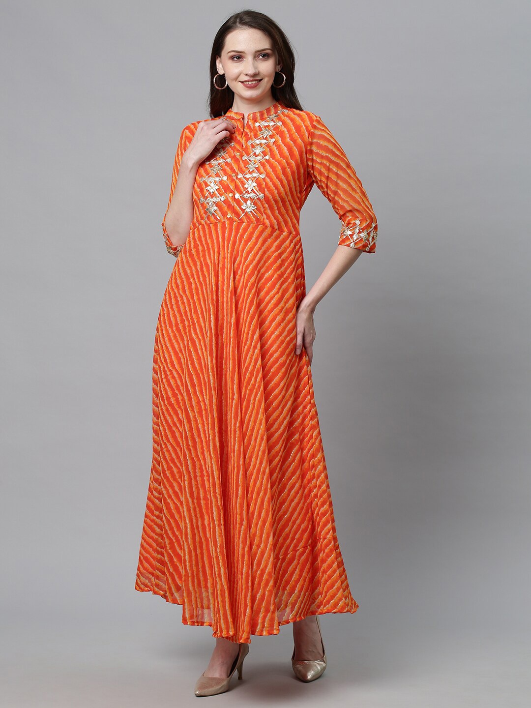 

FASHOR Women Orange Georgette Maxi Dress