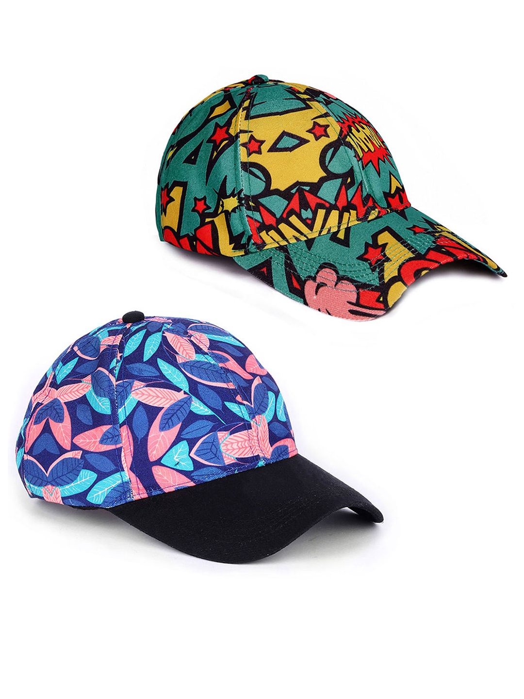 

Knotyy Pack Of 2 Printed Snapback Cap, Blue