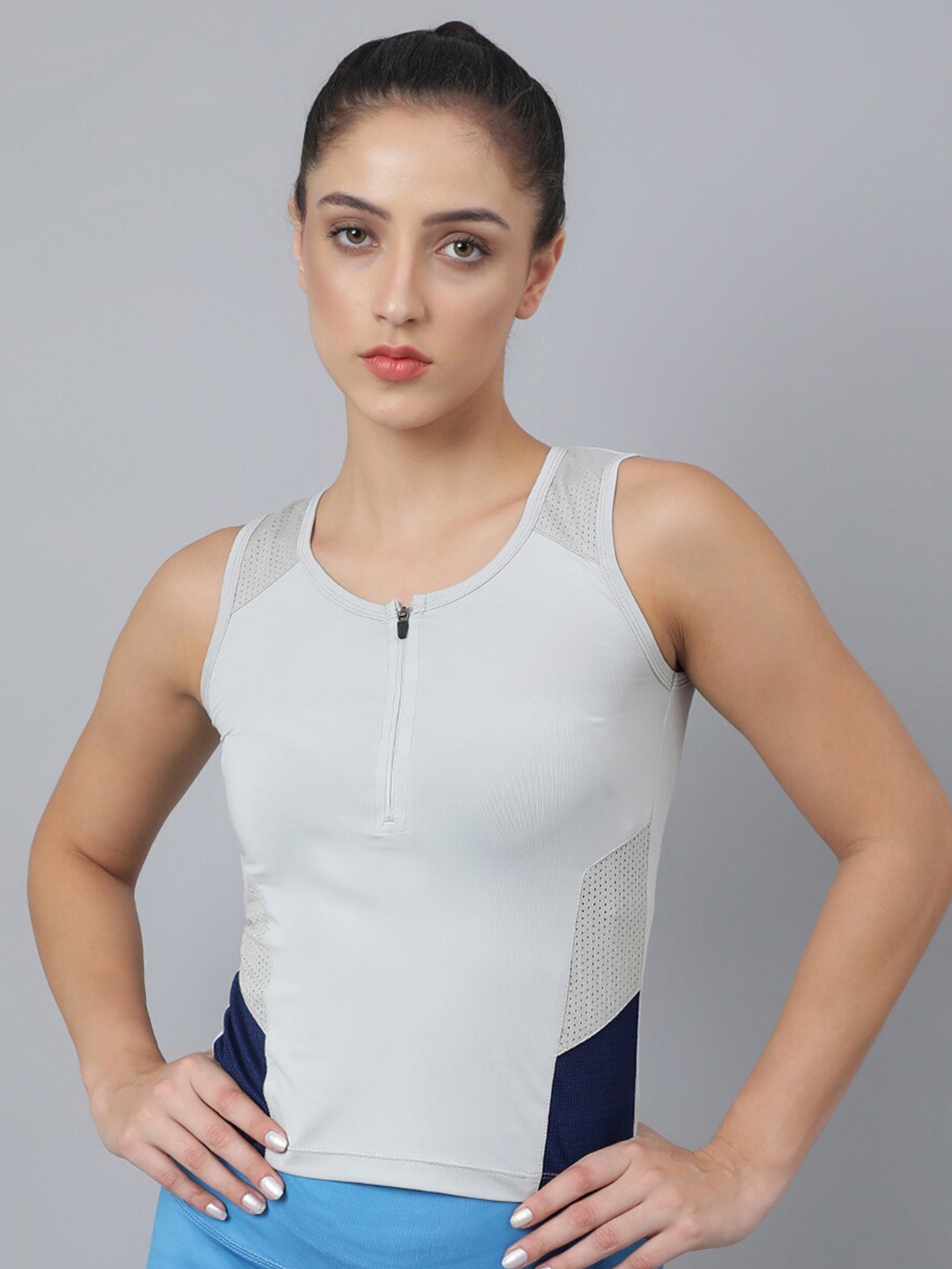 

Pritla Women Grey Tank Polyester Top