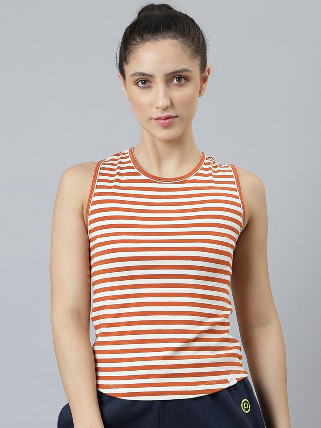 

Pritla Rust & White Striped Organic Cotton Top