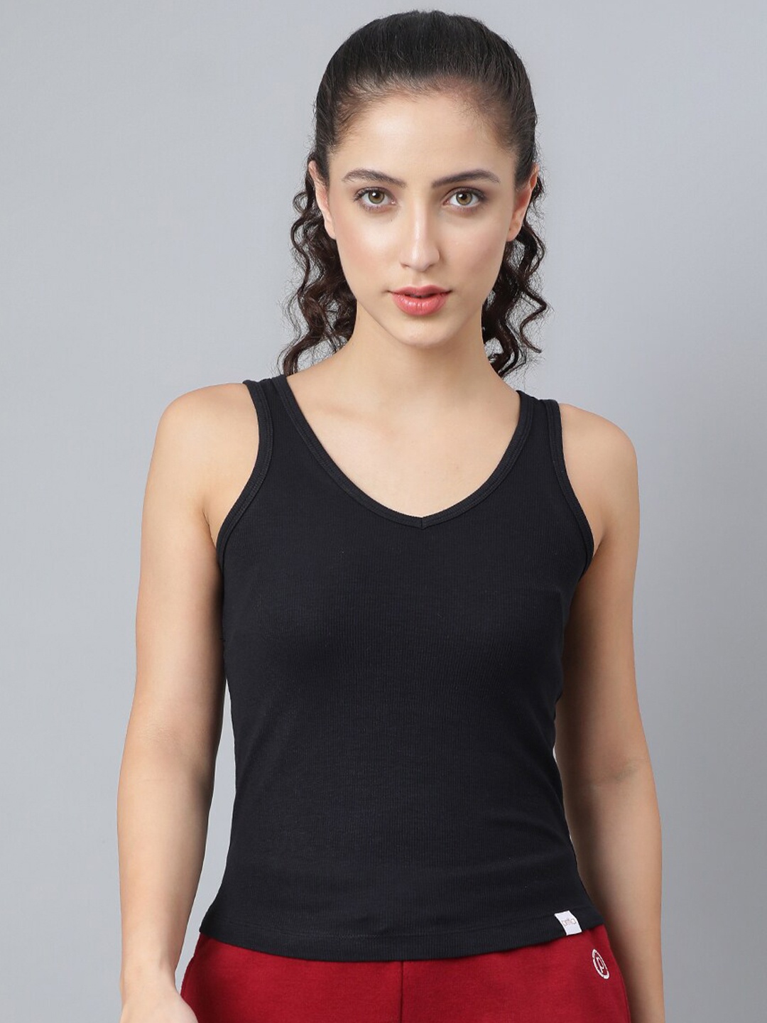 

Pritla Black V-neck Organic Cotton Tank Top
