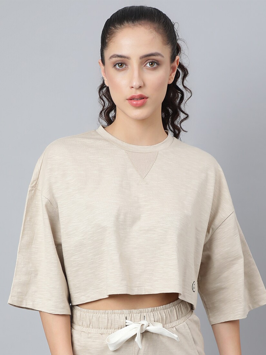 

Pritla Women Beige Organic Cotton Boxy Crop Top