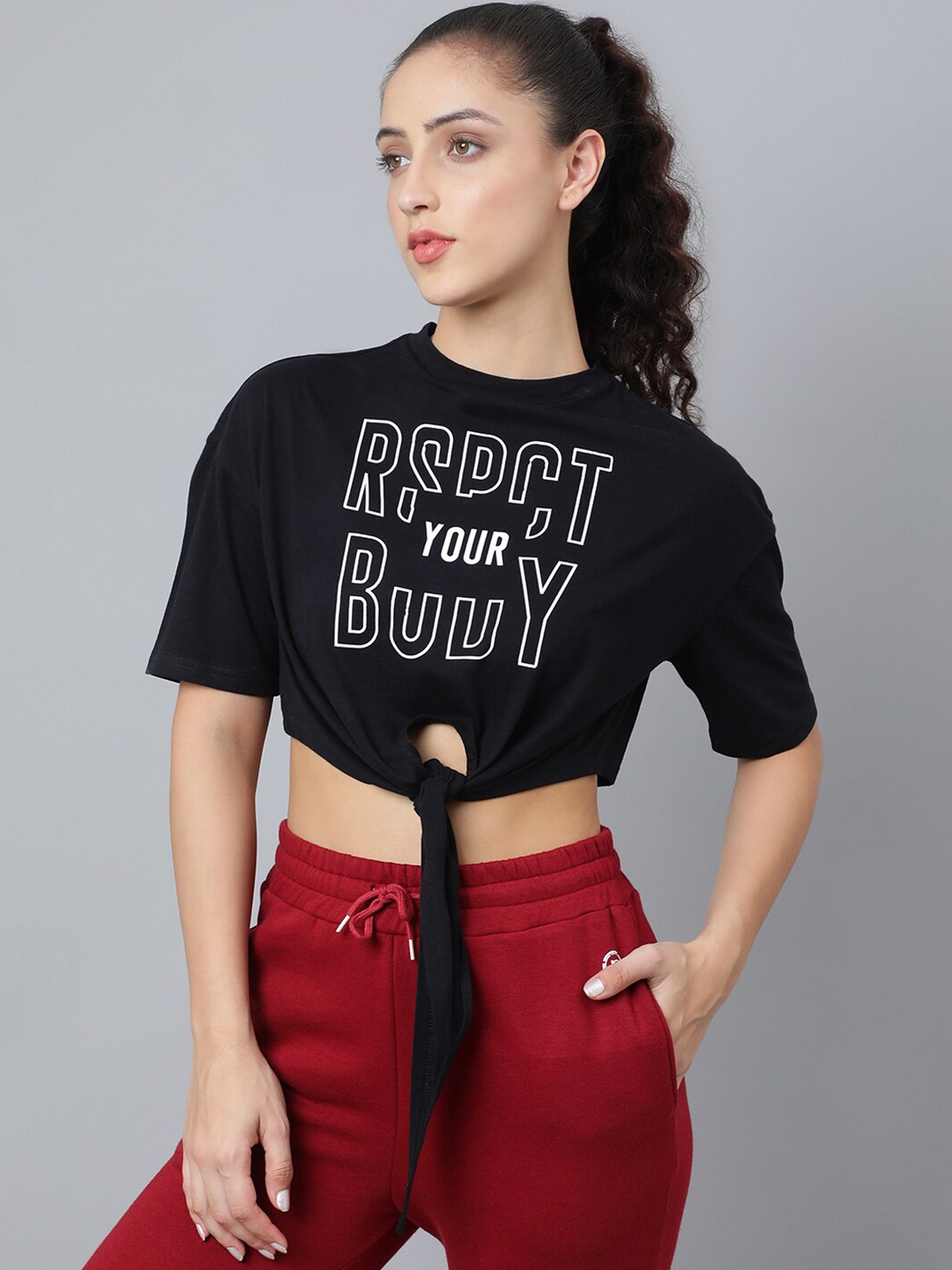 

Pritla Women Black Print Organic Cotton Crop Top