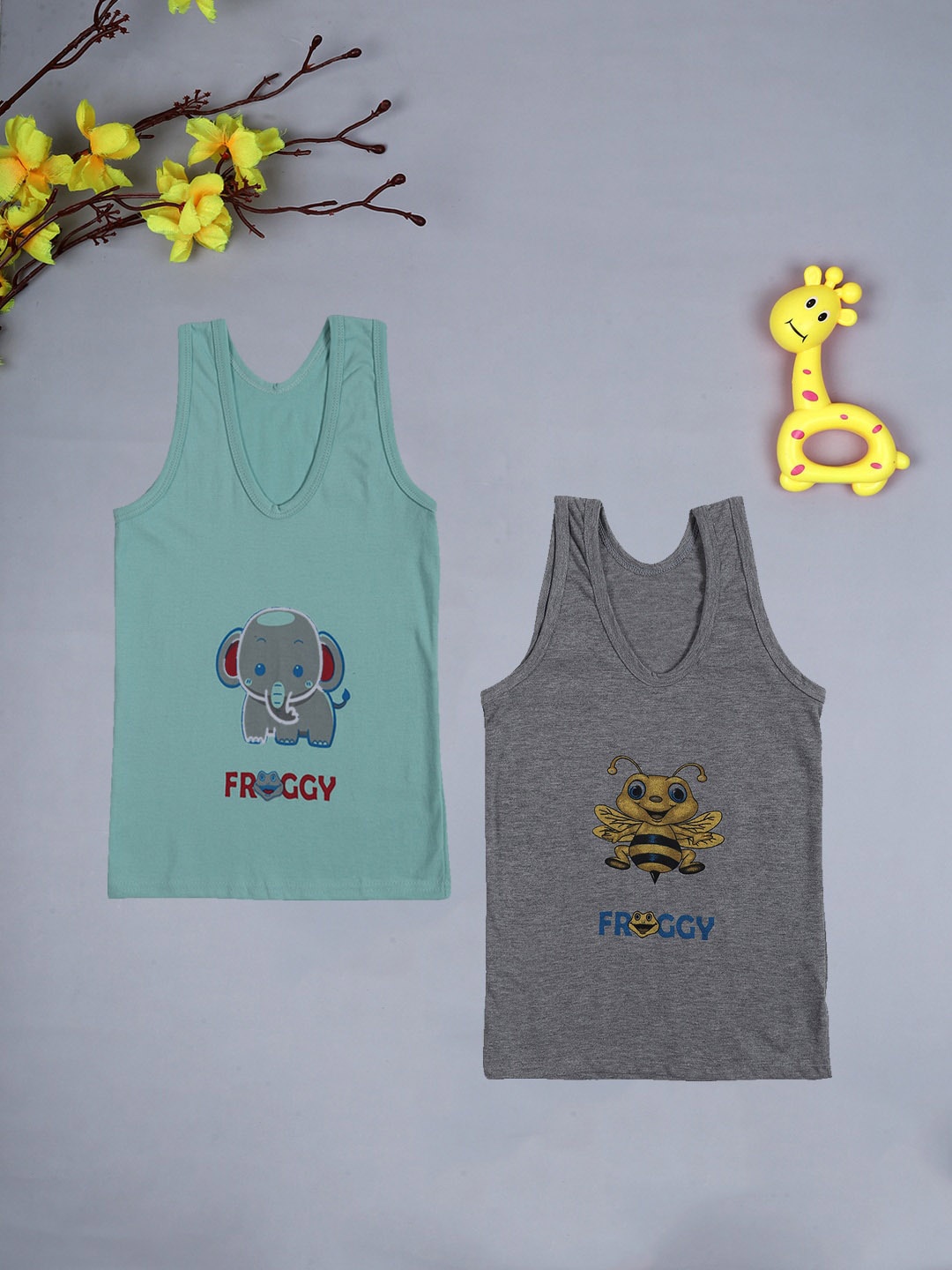 

FROGGY Boys Pack Of 2 Assorted Pure Cotton Gym Vests