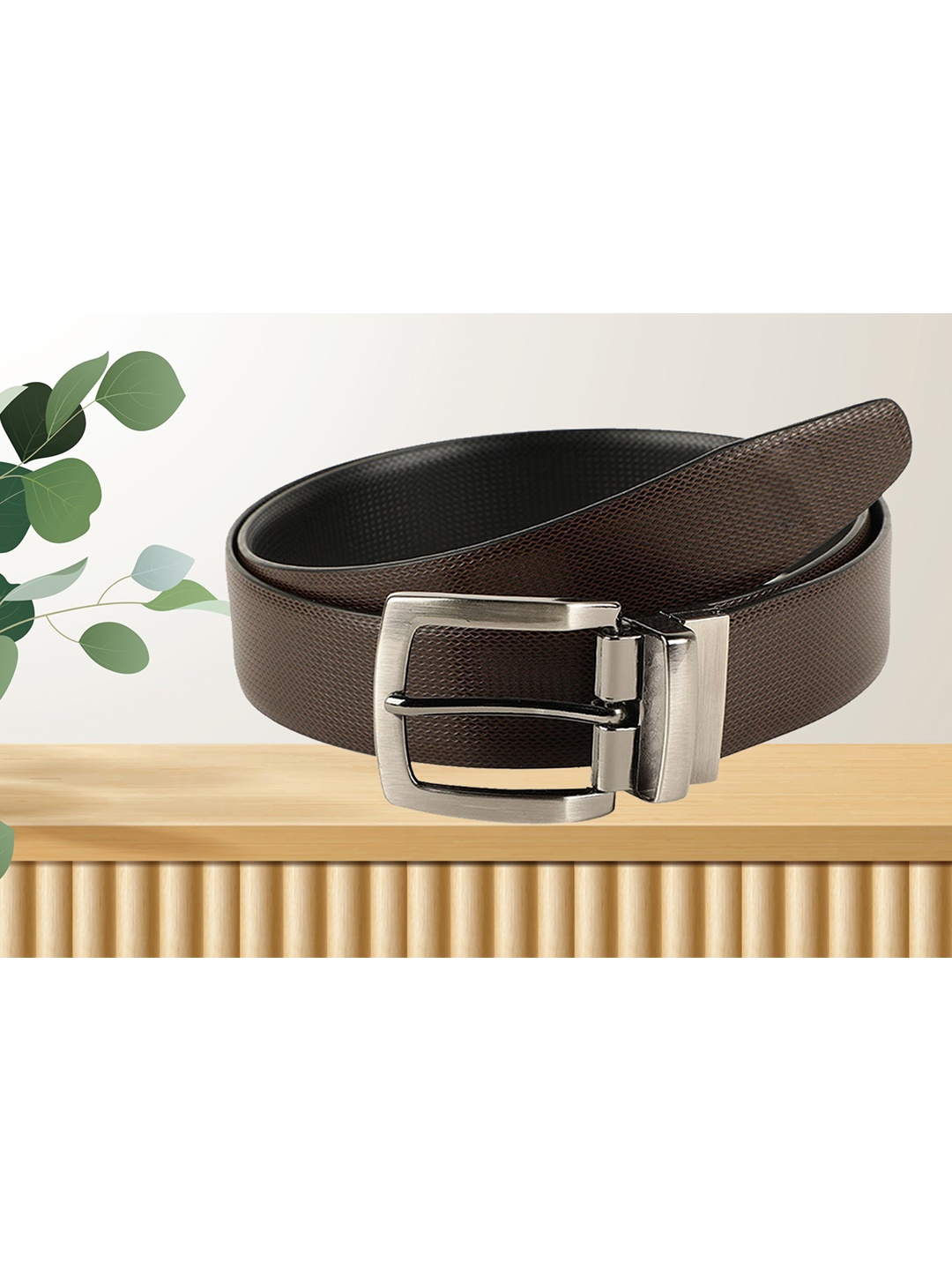 

WINSOME DEAL Men Artificial Leather Belt, Brown