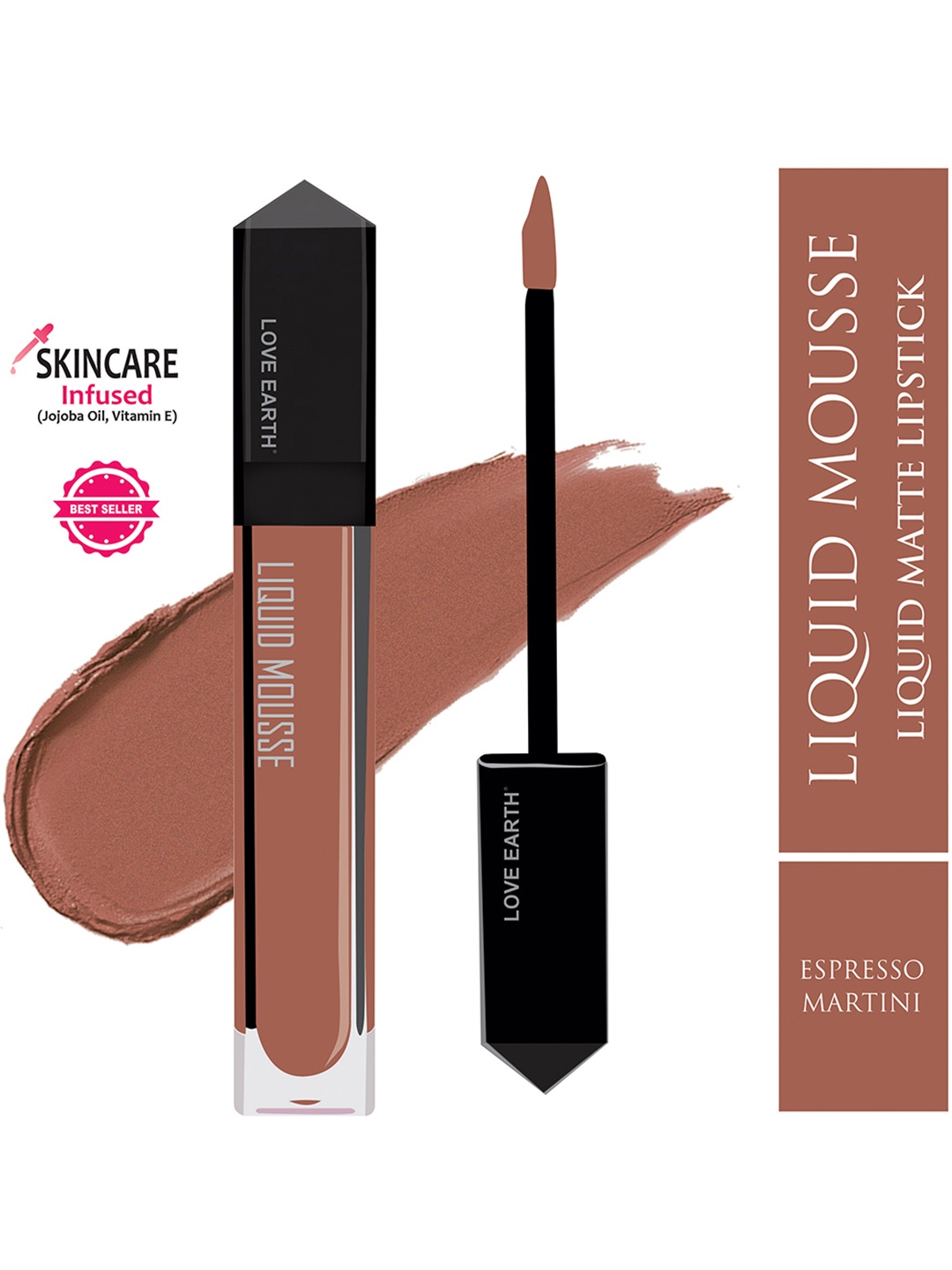 

LOVE EARTH Lightweight Matte Liquid Mousse Lipstick 6ml - Espresso Martini, Brown