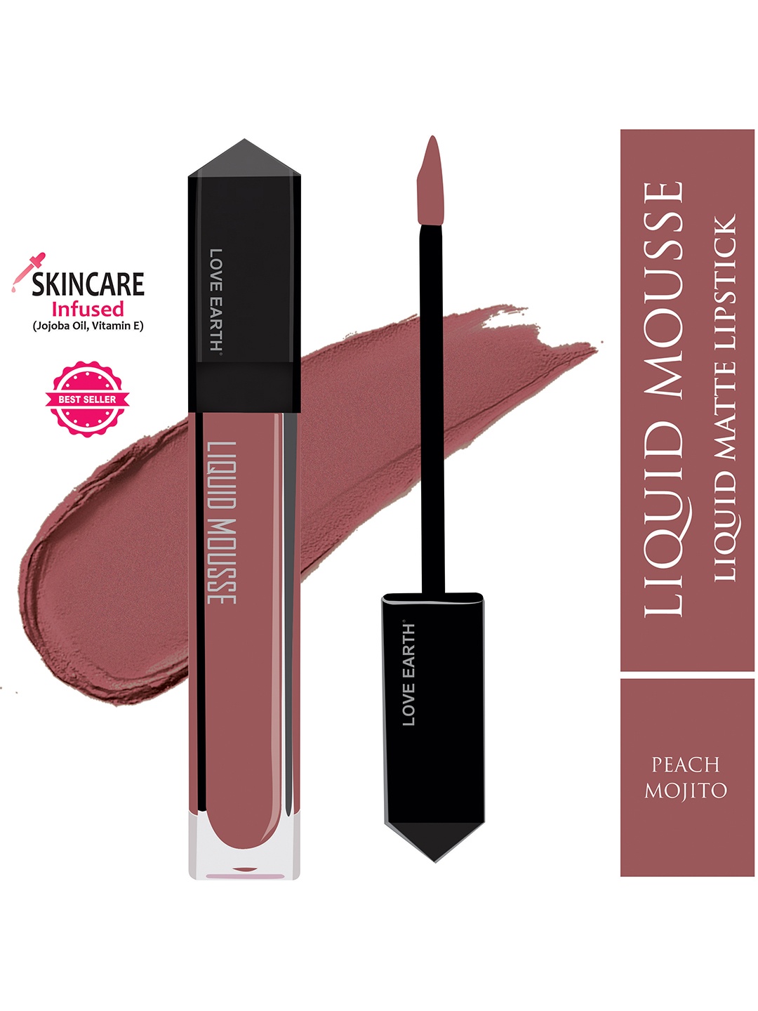 

LOVE EARTH Lightweight Matte Liquid Mousse Lipstick 6ml - Peach Mojito, Pink