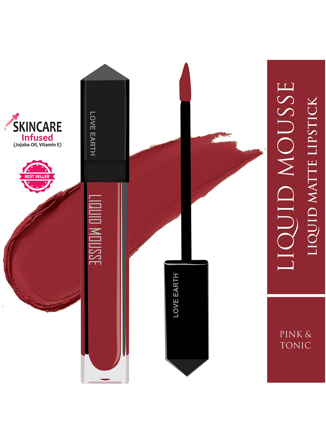

LOVE EARTH Lightweight Matte Liquid Mousse Lipstick 6ml - Pink & Tonic, Maroon