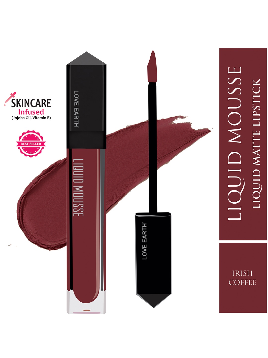 

LOVE EARTH Lightweight Matte Liquid Mousse Lipstick 6ml - Irish Coffee, Maroon