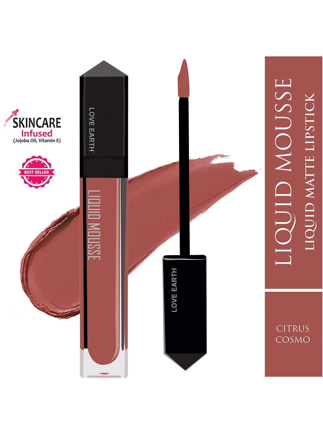 

LOVE EARTH Lightweight Matte Liquid Mousse Lipstick 6ml - Citrus Cosmo, Pink