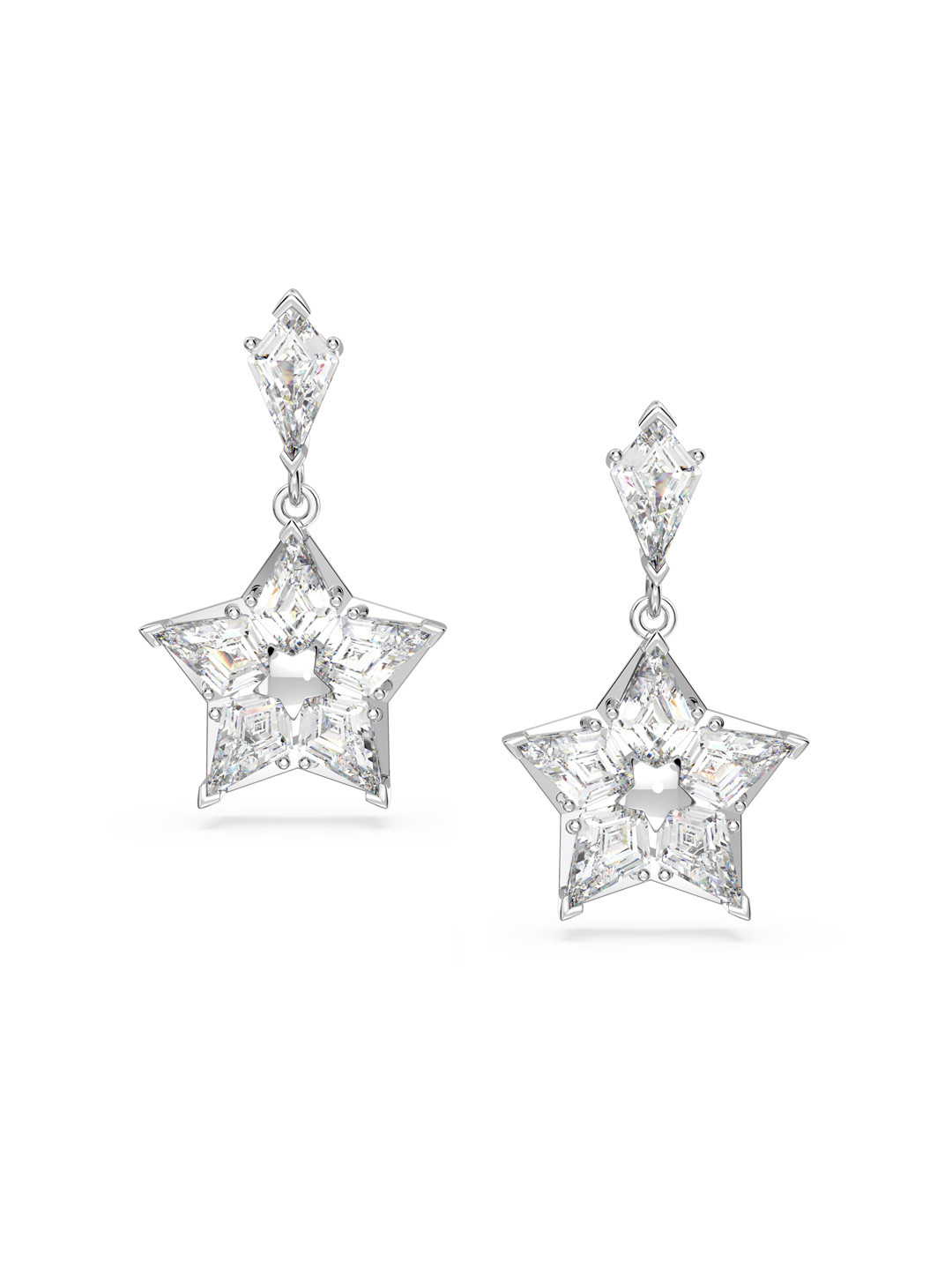 

SWAROVSKI Silver-Plated & White Star Shaped Drop Earrings