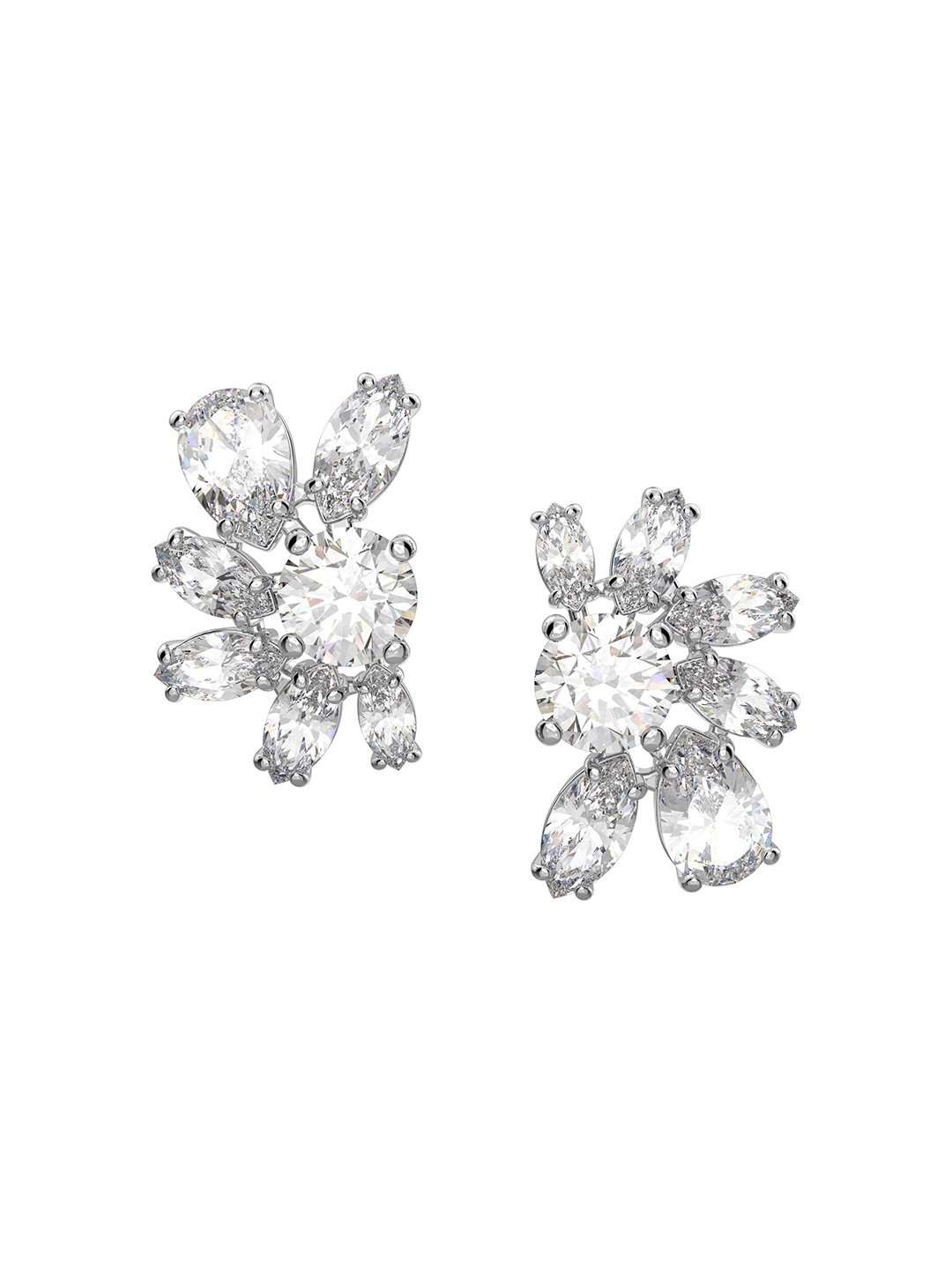 

SWAROVSKI White & Silver-Plated Crystals Studs Earrings