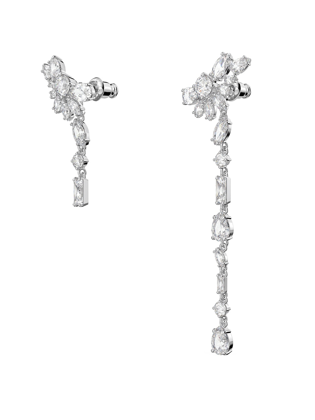

SWAROVSKI Set Of 2 Rhodium Plated & White Contemporary Studs Earrings, Silver