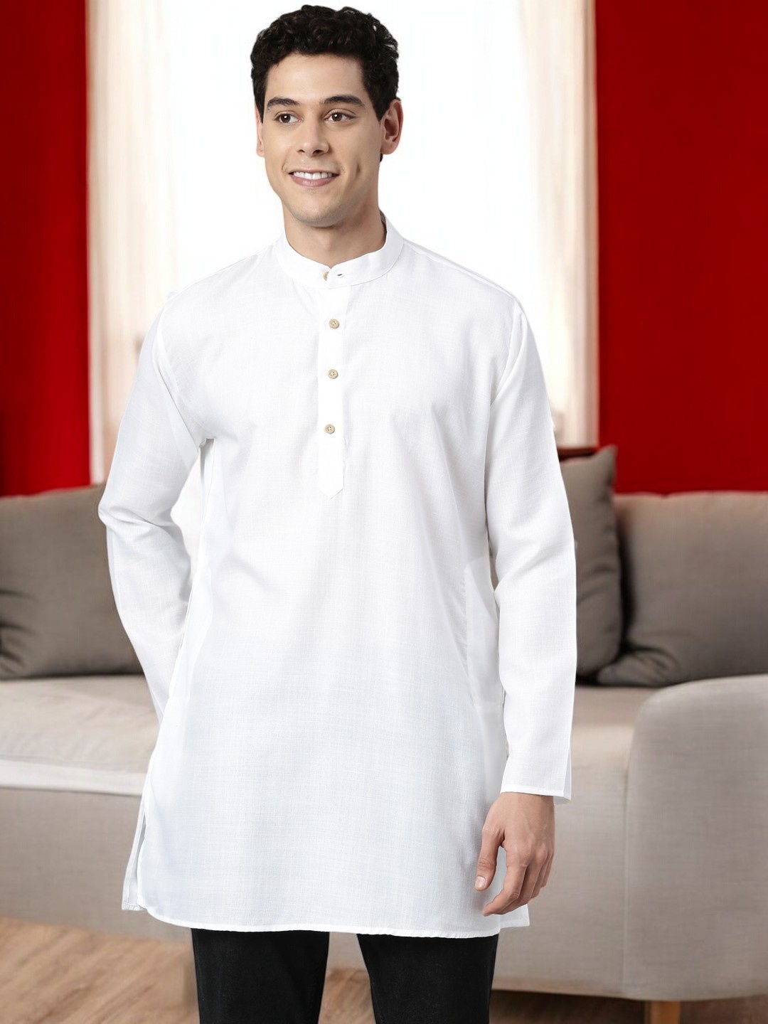

TATTVA Men White Solid Kurta
