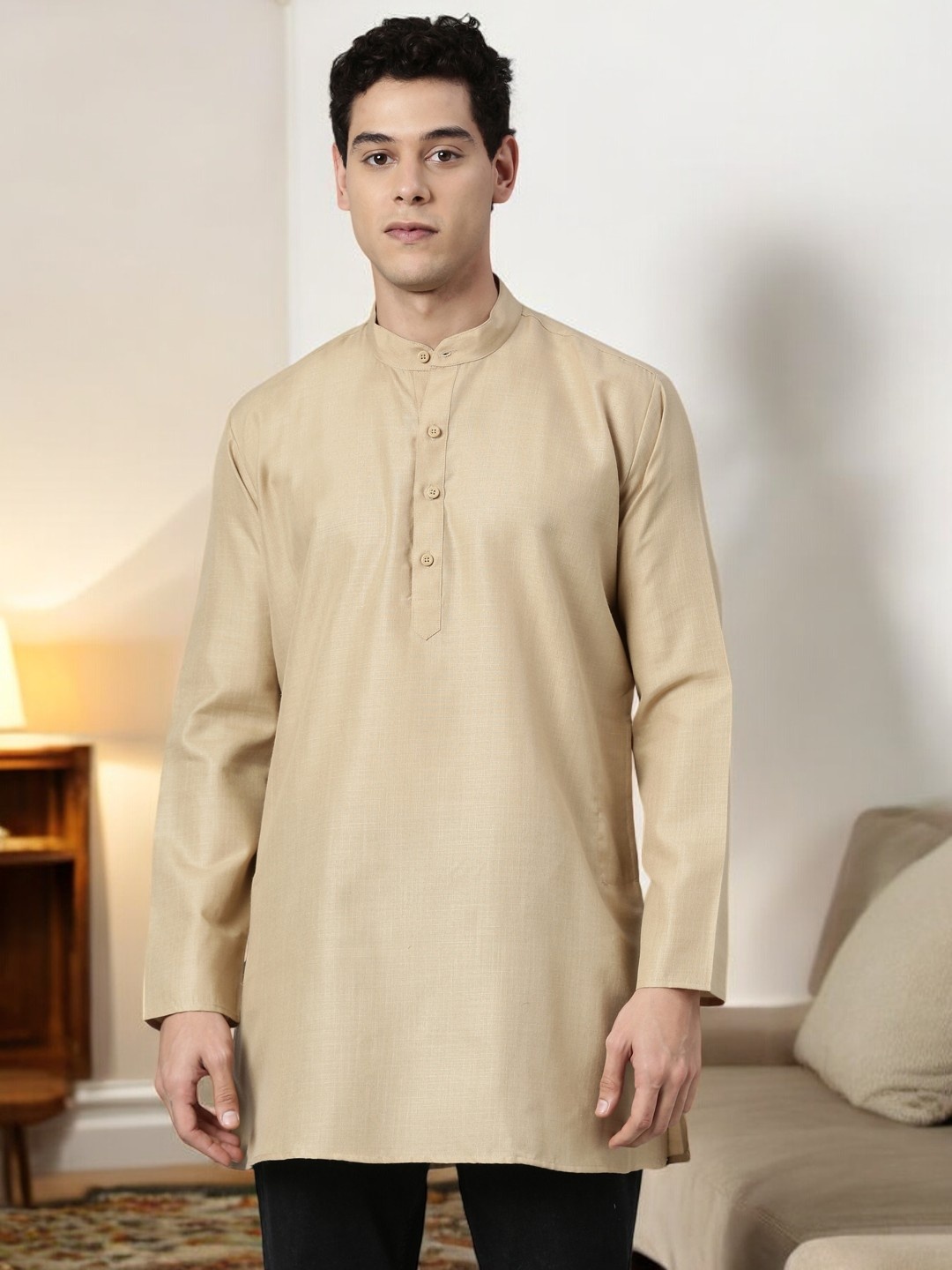 

TATTVA Men Beige Solid Kurta