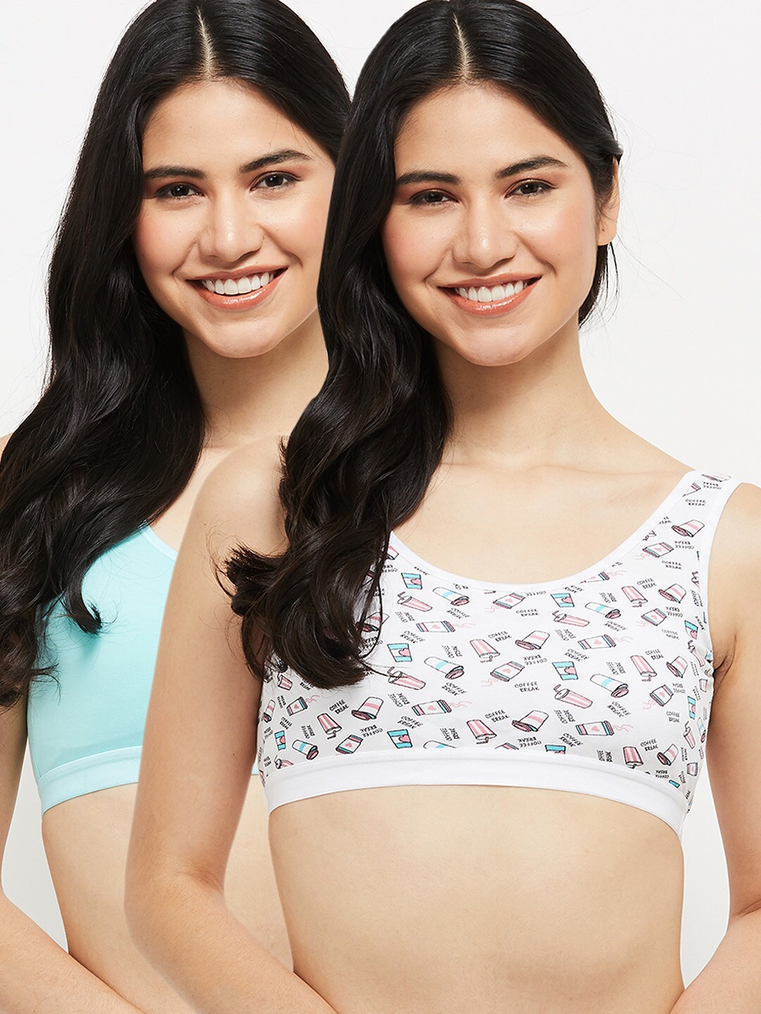 

max pack of 2 Graphic Lightly Padded Bra, White