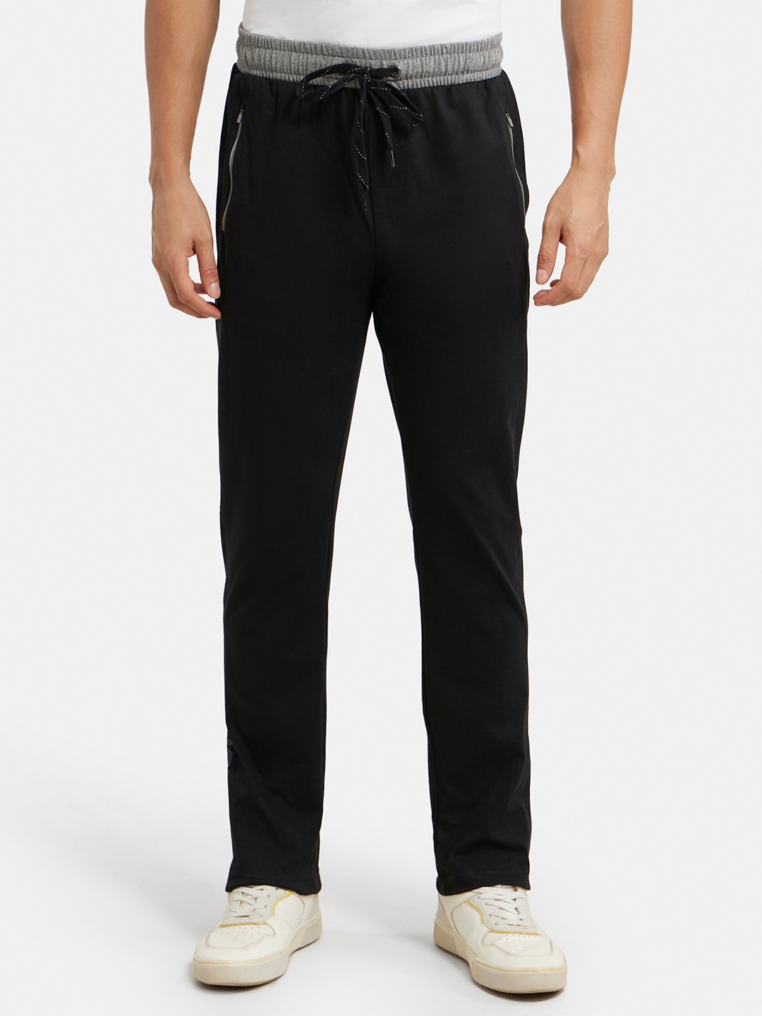 

Jockey Combed Cotton Rich Slim Fit Trackpant with Side Zipper Pockets-9510, Black