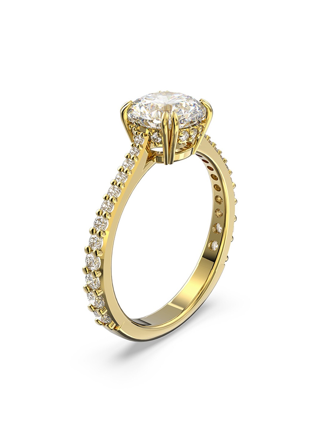 

SWAROVSKI Gold-Plated White Crystal-Studded Finger Ring