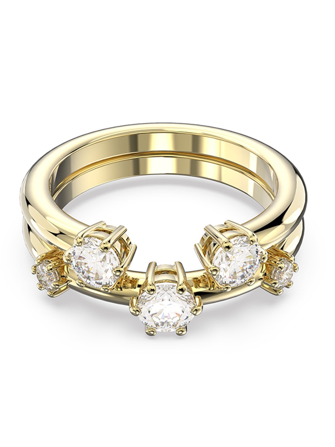 

SWAROVSKI Gold-Plated White Crystal Studded Finger Ring
