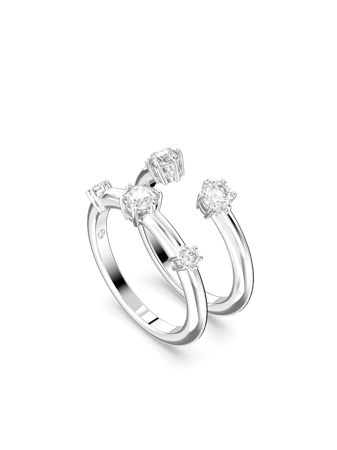 

SWAROVSKI White Rhodium-Plated Crystal Stones Studded Ring