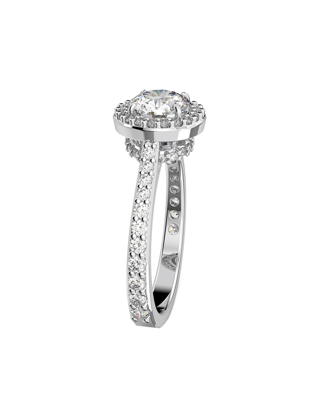 

SWAROVSKI Rhodium-Plated Silver-Toned White Crystal-Studded Adjustable Finger Ring