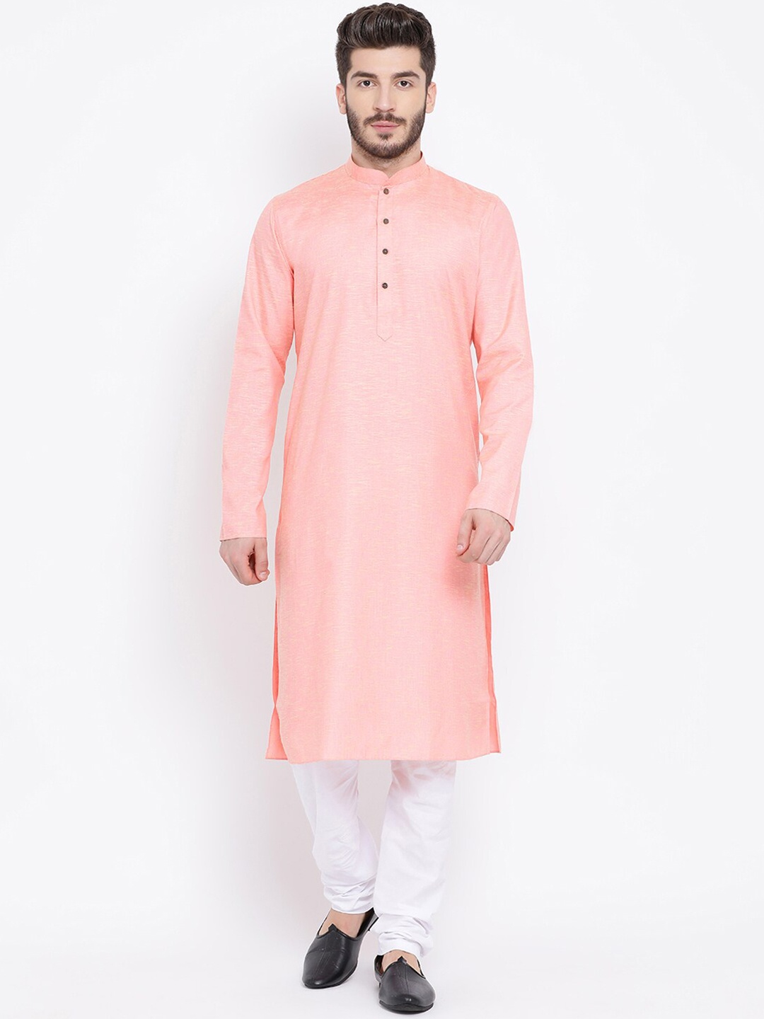 

NAMASKAR Men Pink Pure Cotton Kurta with Churidar