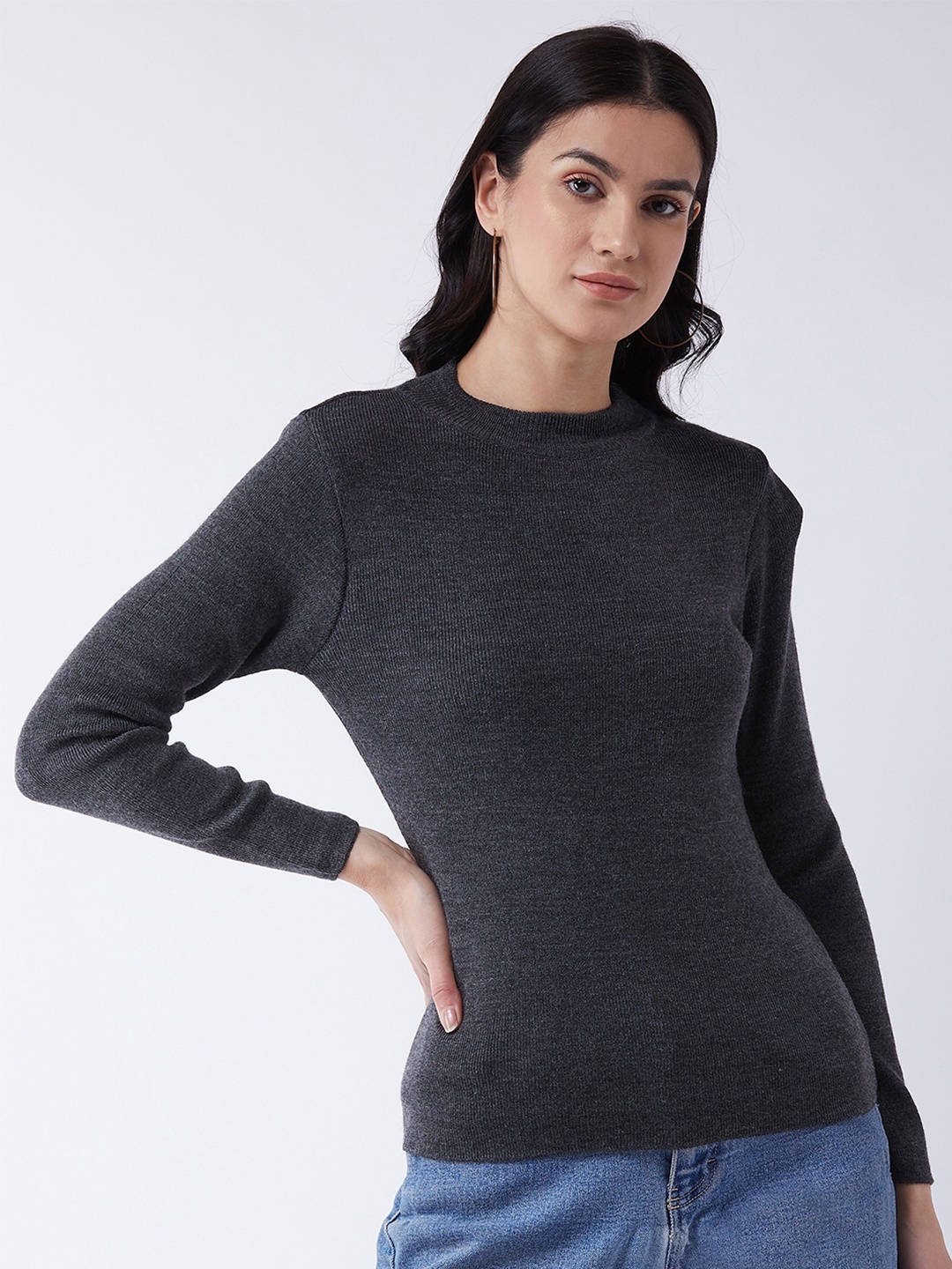 

RVK Women Charcoal Pullover Sweater