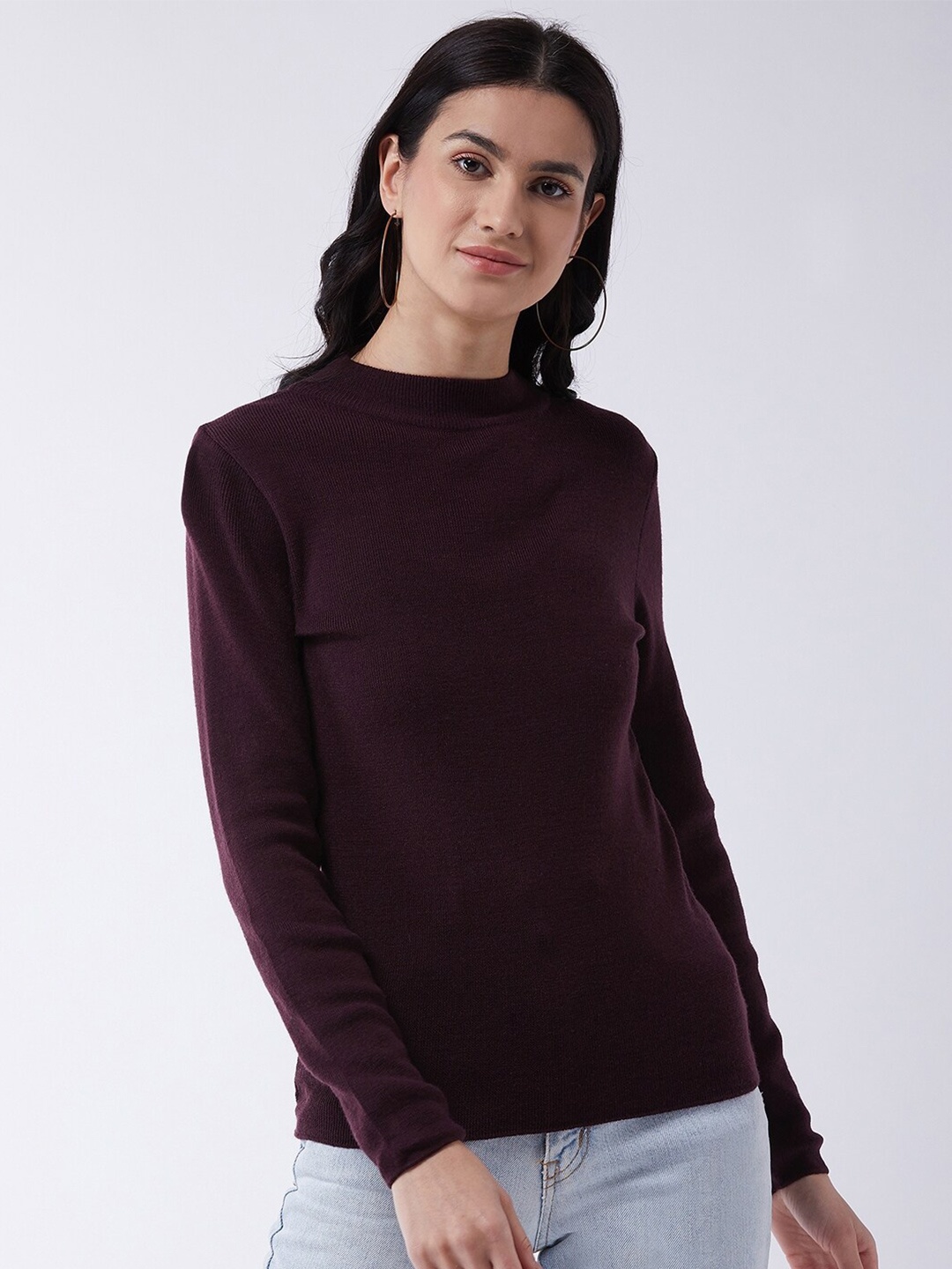 

RVK Women Burgundy Pullover Sweater