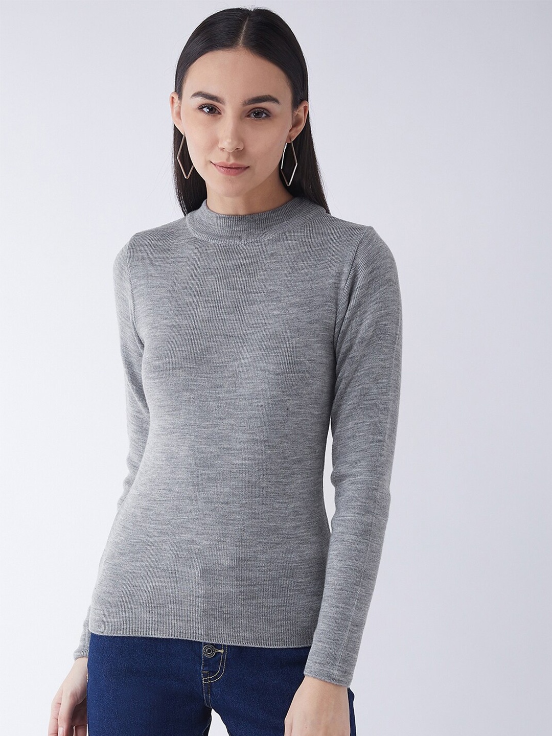 

RVK Women Grey Pullover Sweater