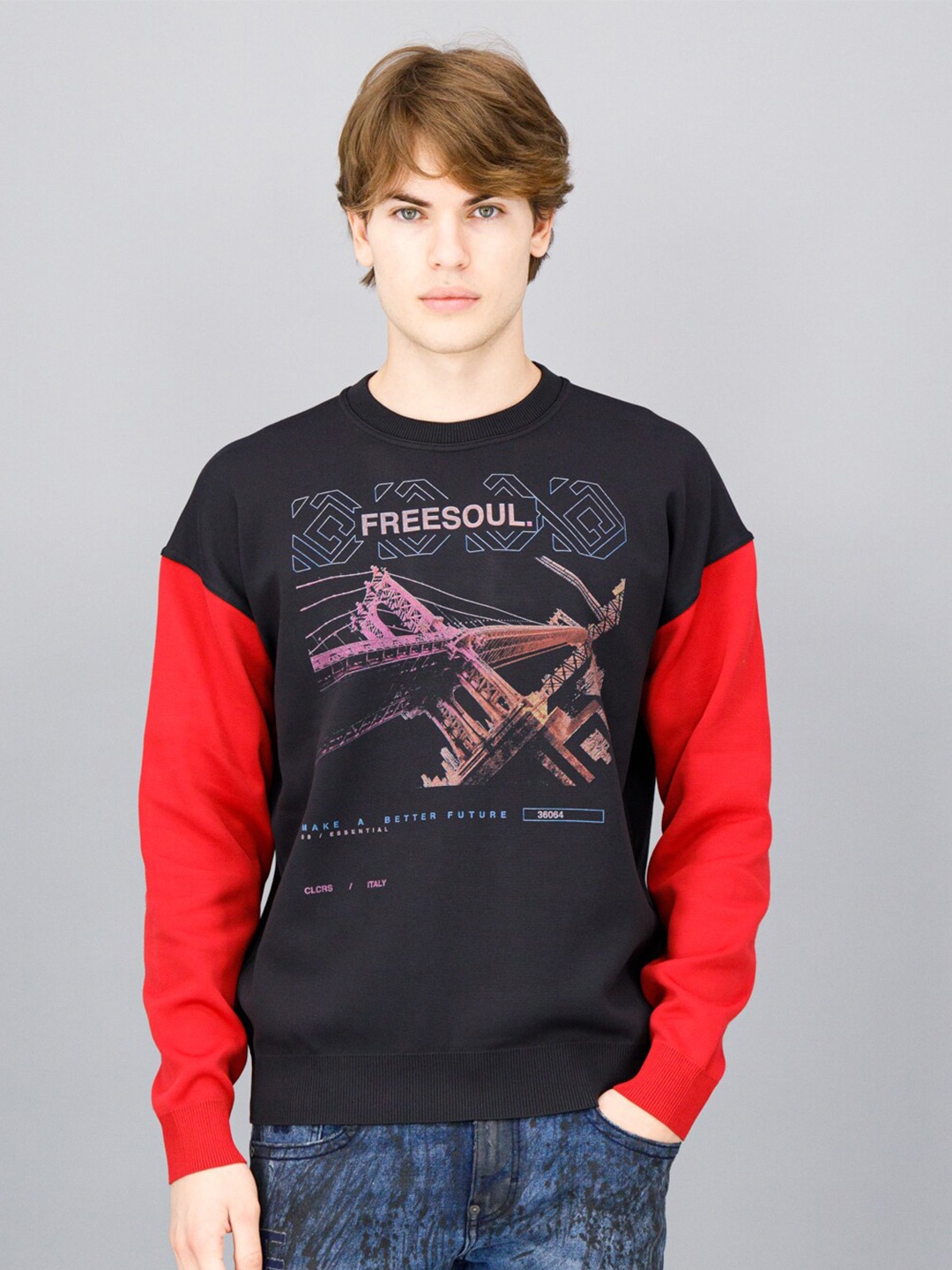 

FREESOUL Men Black Printed Sweatshirt