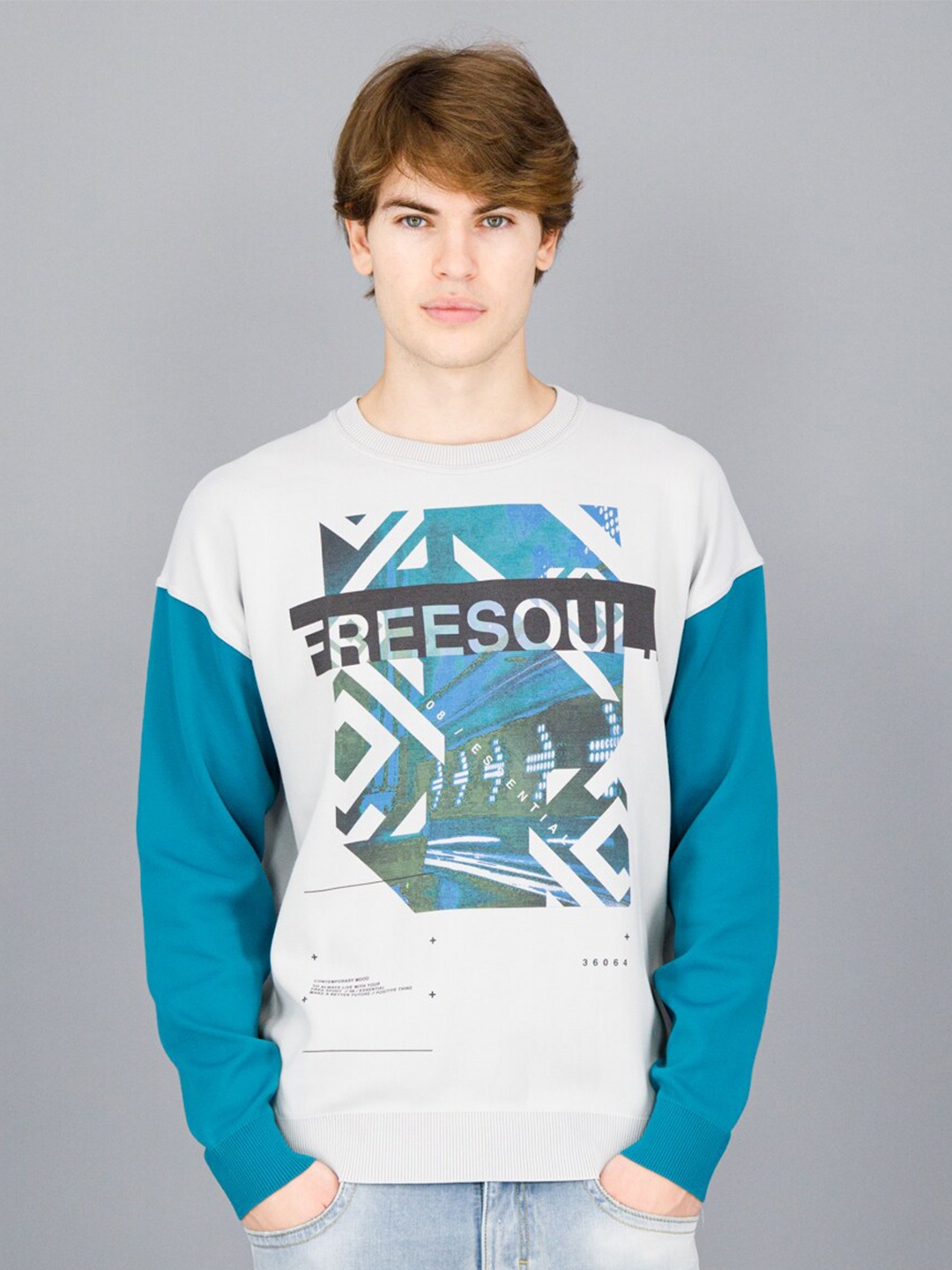 

FREESOUL Men Grey Printed Sweatshirt