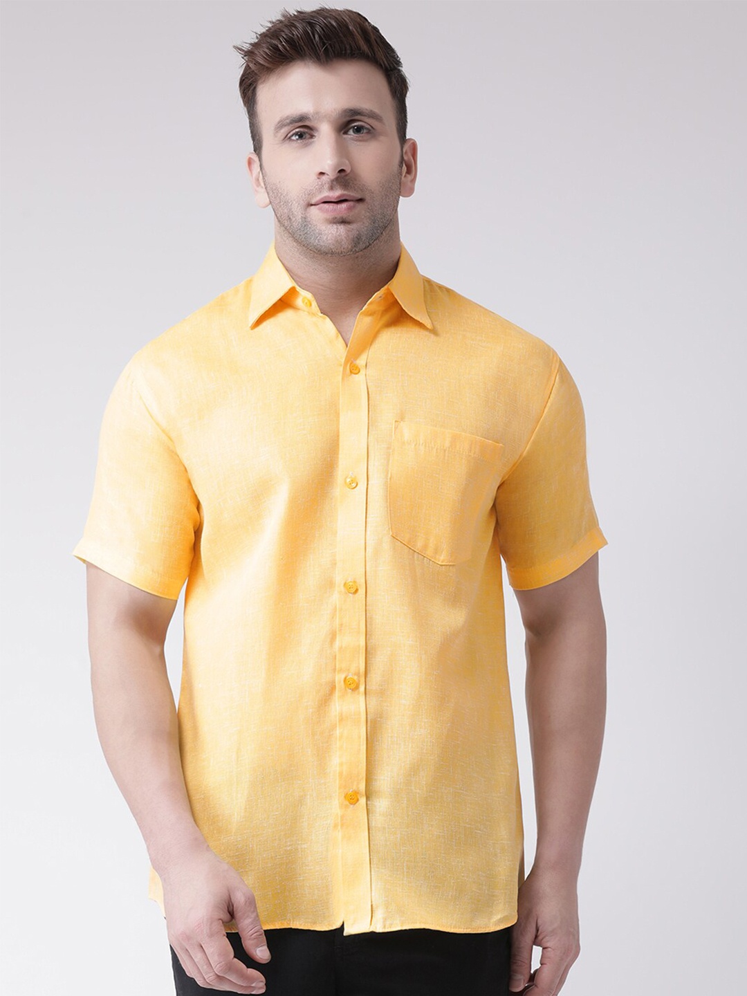 

RIAG Men Yellow Casual Cotton Shirt